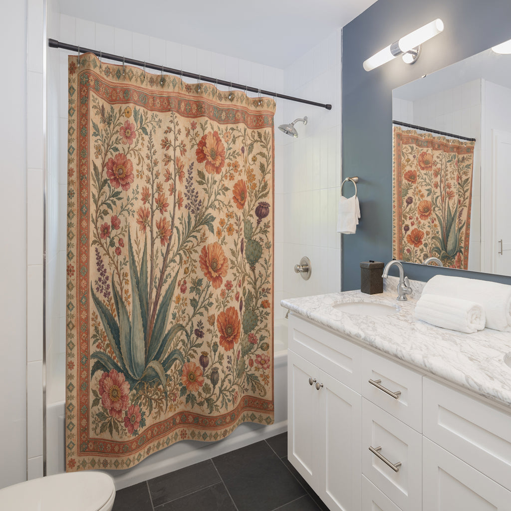 Desert Garden Boho Floral Shower Curtain