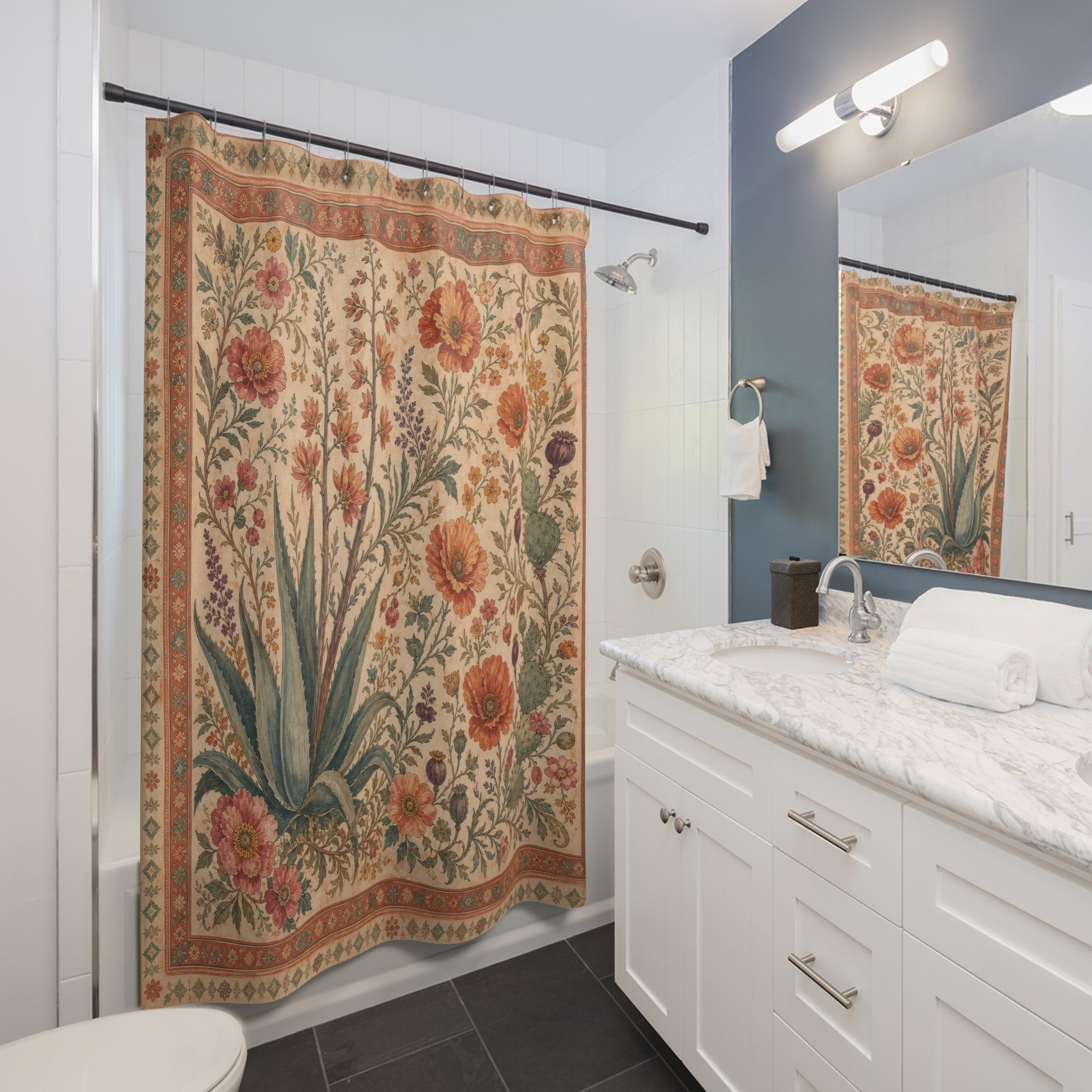 Desert Garden Boho Floral Shower Curtain