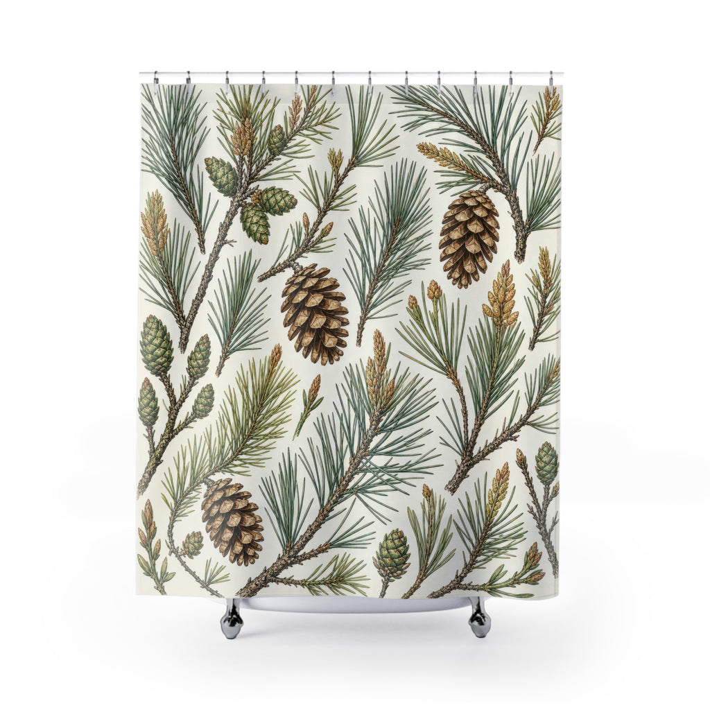 Evergreen Forest Botanical Shower Curtain
