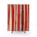 Rice Paper Red Stripe Shower Curtain, Red Rust Classic Bathroom Decor, Modern Stripe Bath Curtain, Guest Bath Decor, Small Bathroom Decor