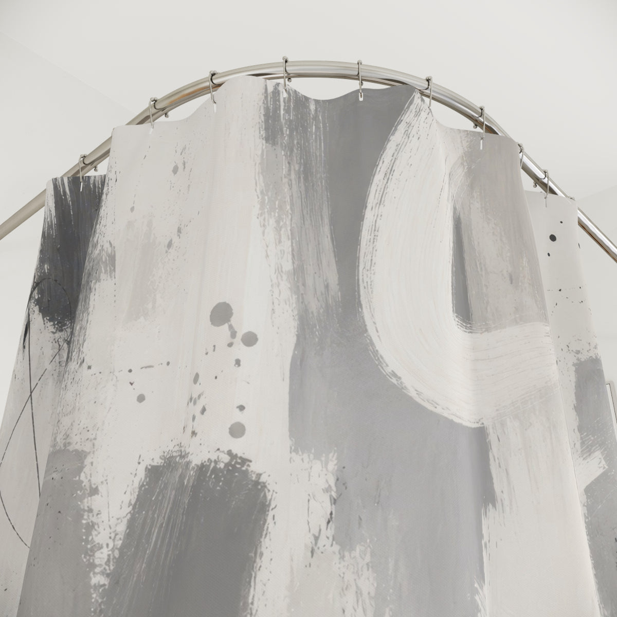 Grey Abstract Brushstroke Shower Curtain