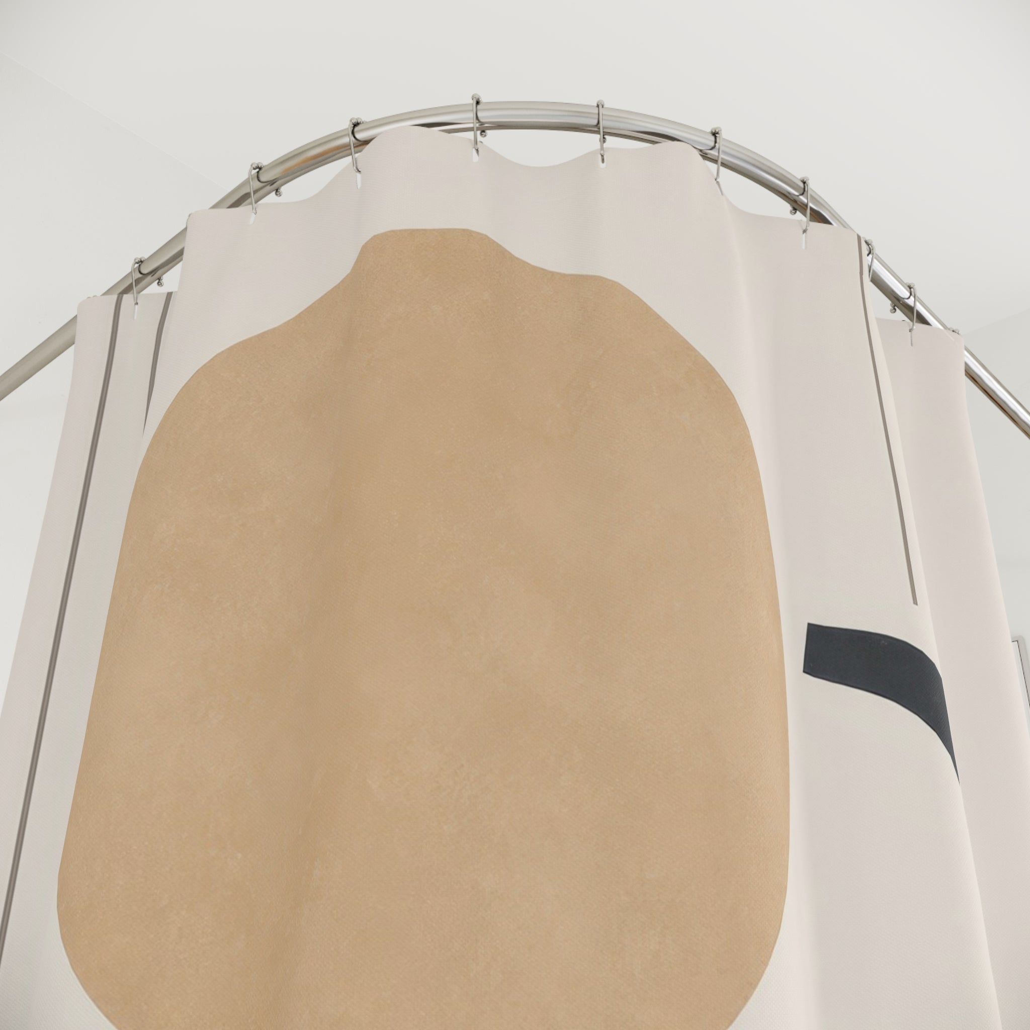 Tan Black Circle Crescent Shower Curtain
