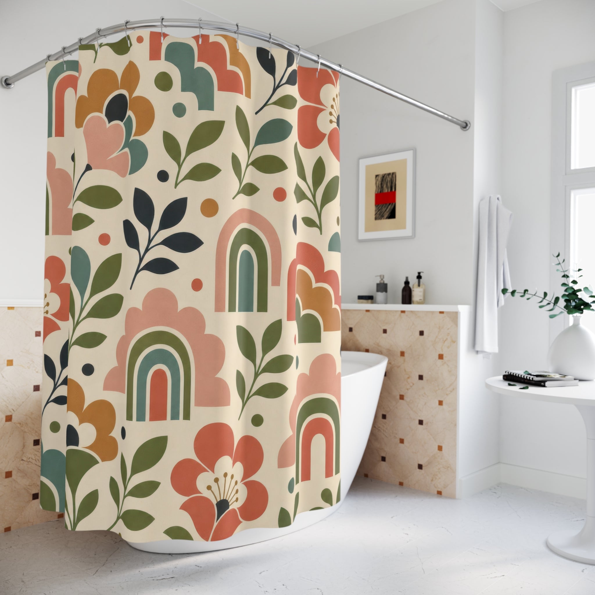 Retro Floral Shower Curtain
