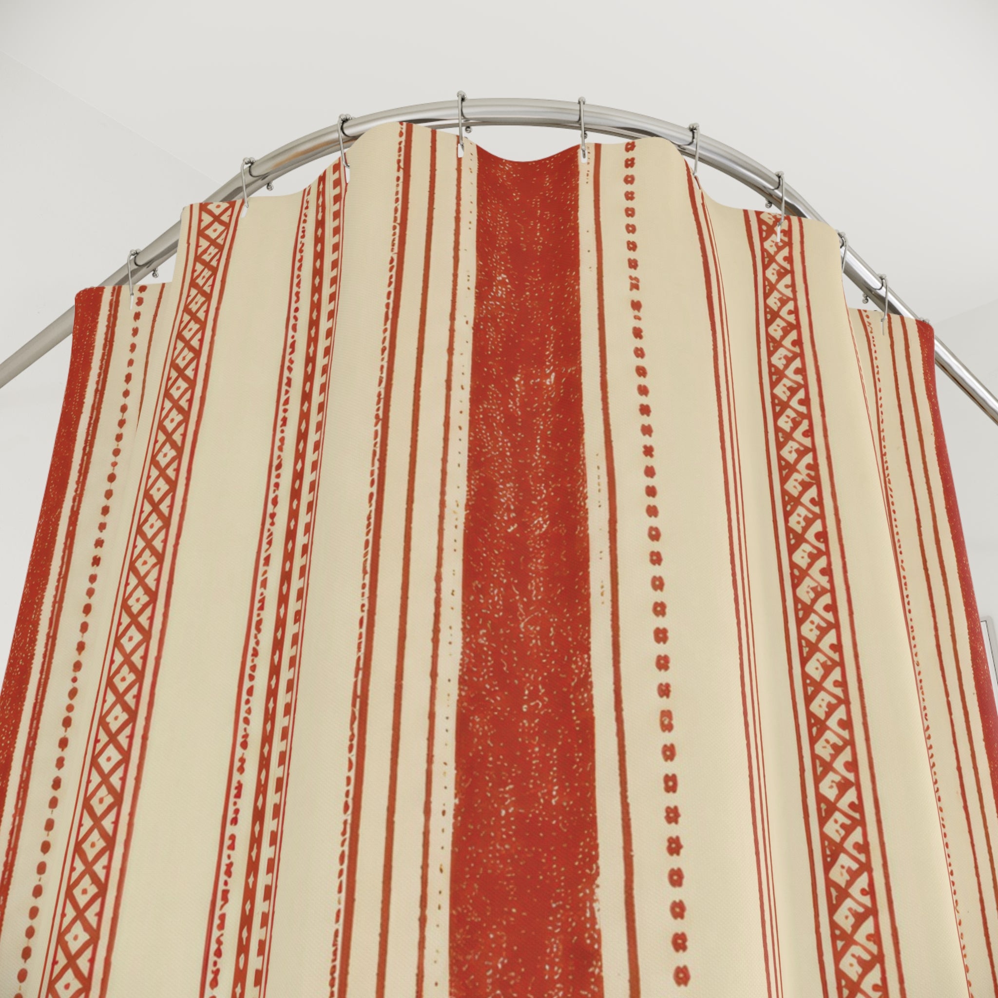 Red and White Striped Shower Curtain: Block Stripe