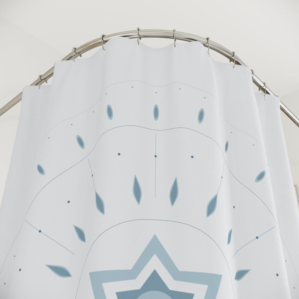 Ice Blue Mandala Shower Curtain – Snowflake Crystal