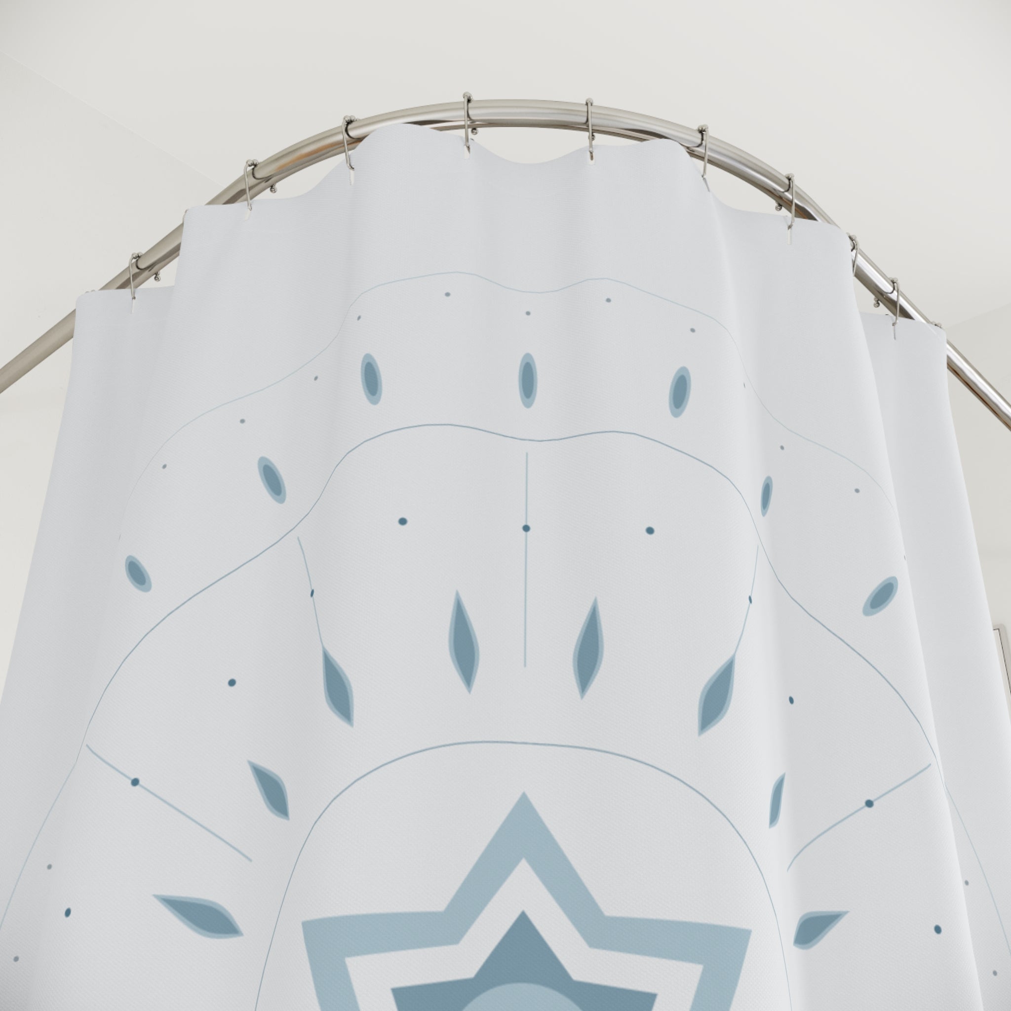 Ice Blue Mandala Shower Curtain – Snowflake Crystal