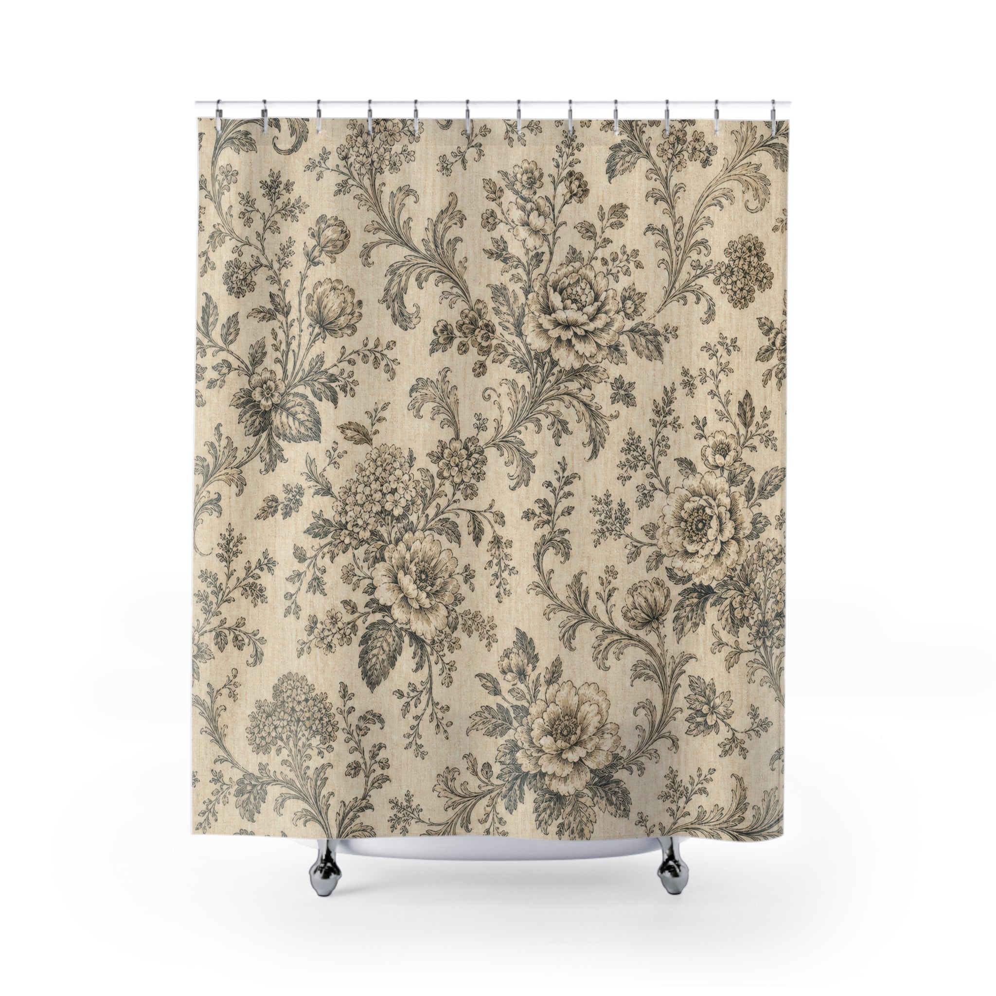 Black Transferware Toile Shower Curtain