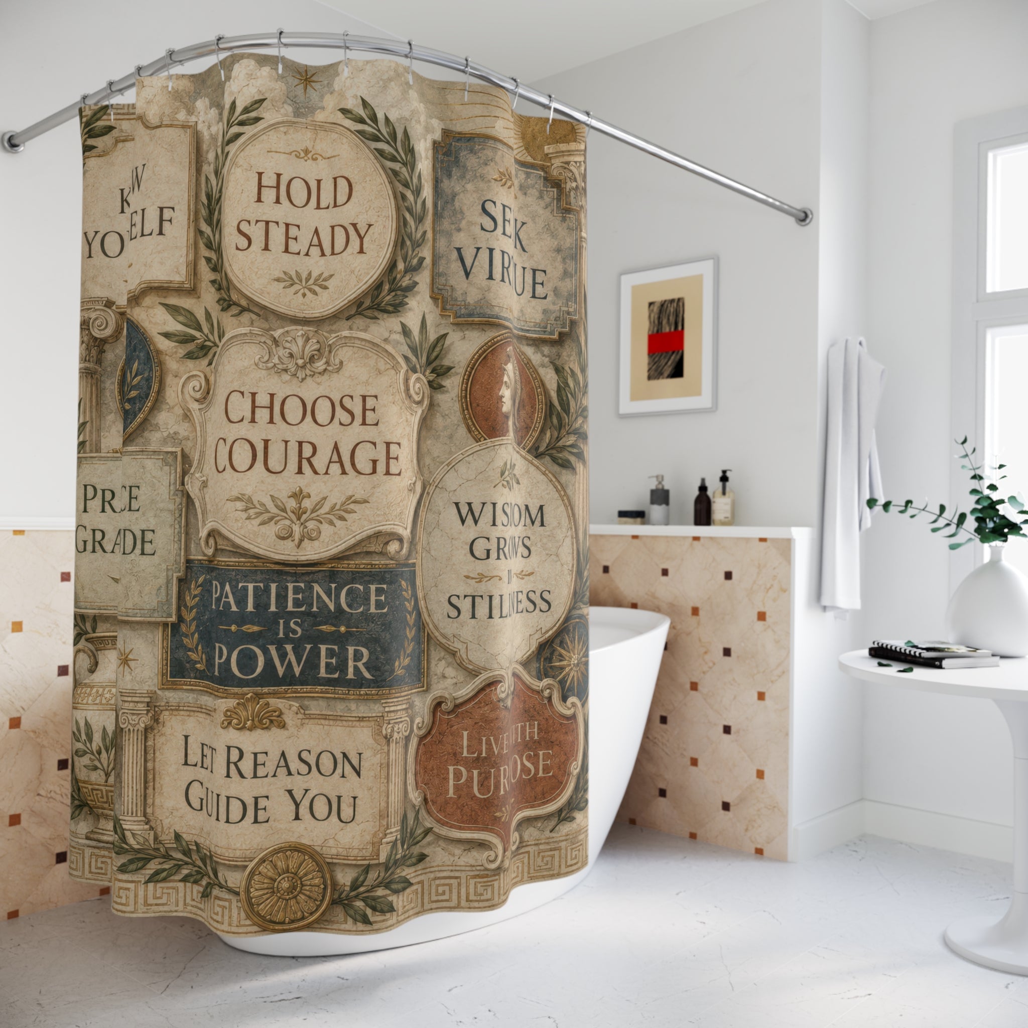 Classical Wisdom Shower Curtain: Vintage Greek