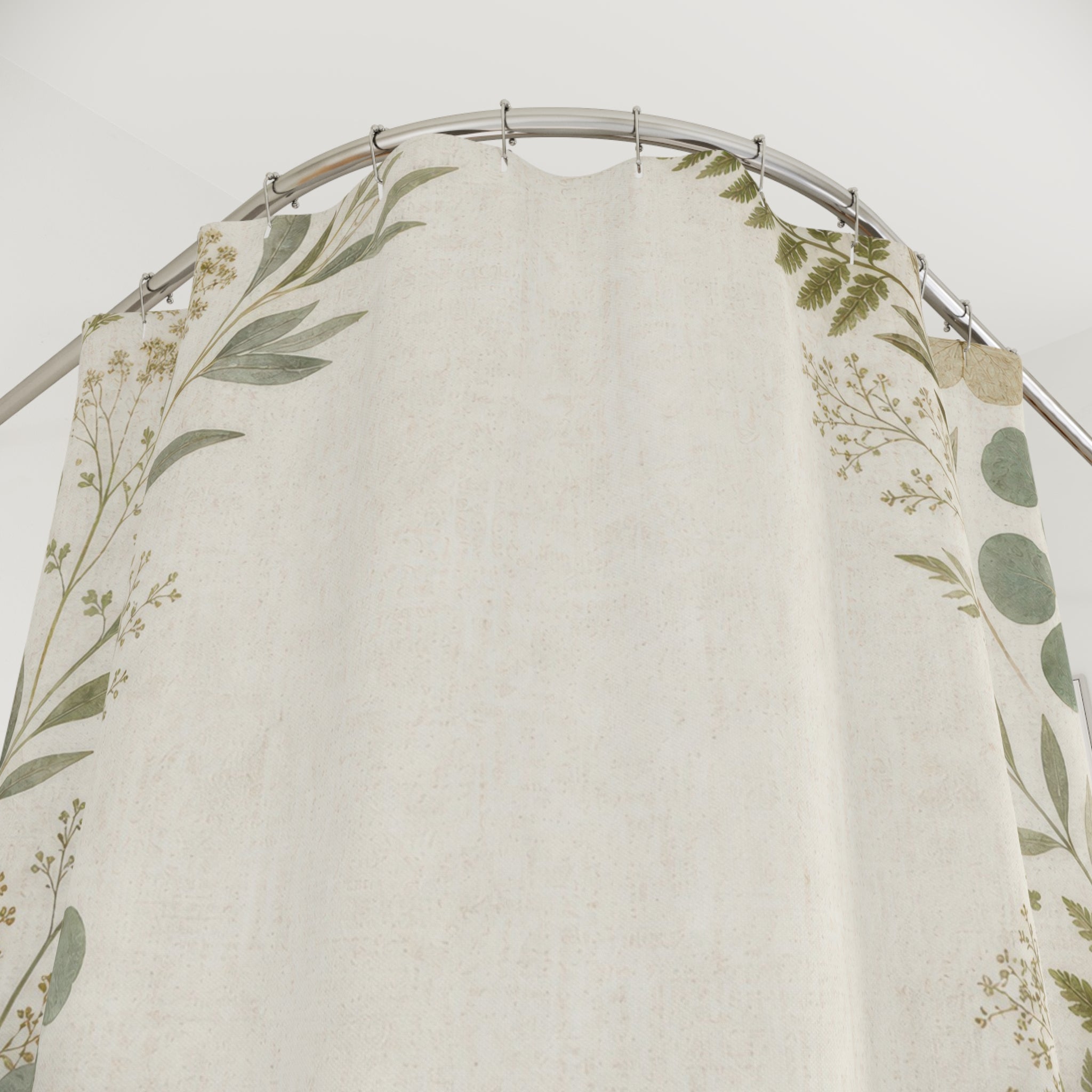 Herbarium Leaf Border Shower Curtain