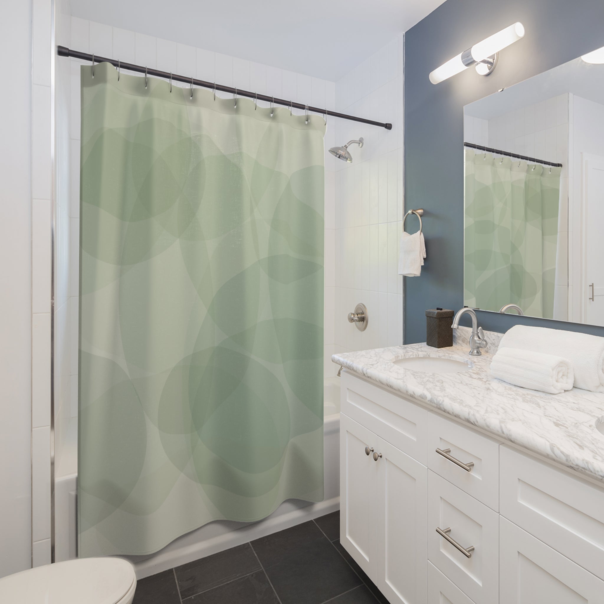 Sage Green Watercolor Shower Curtain