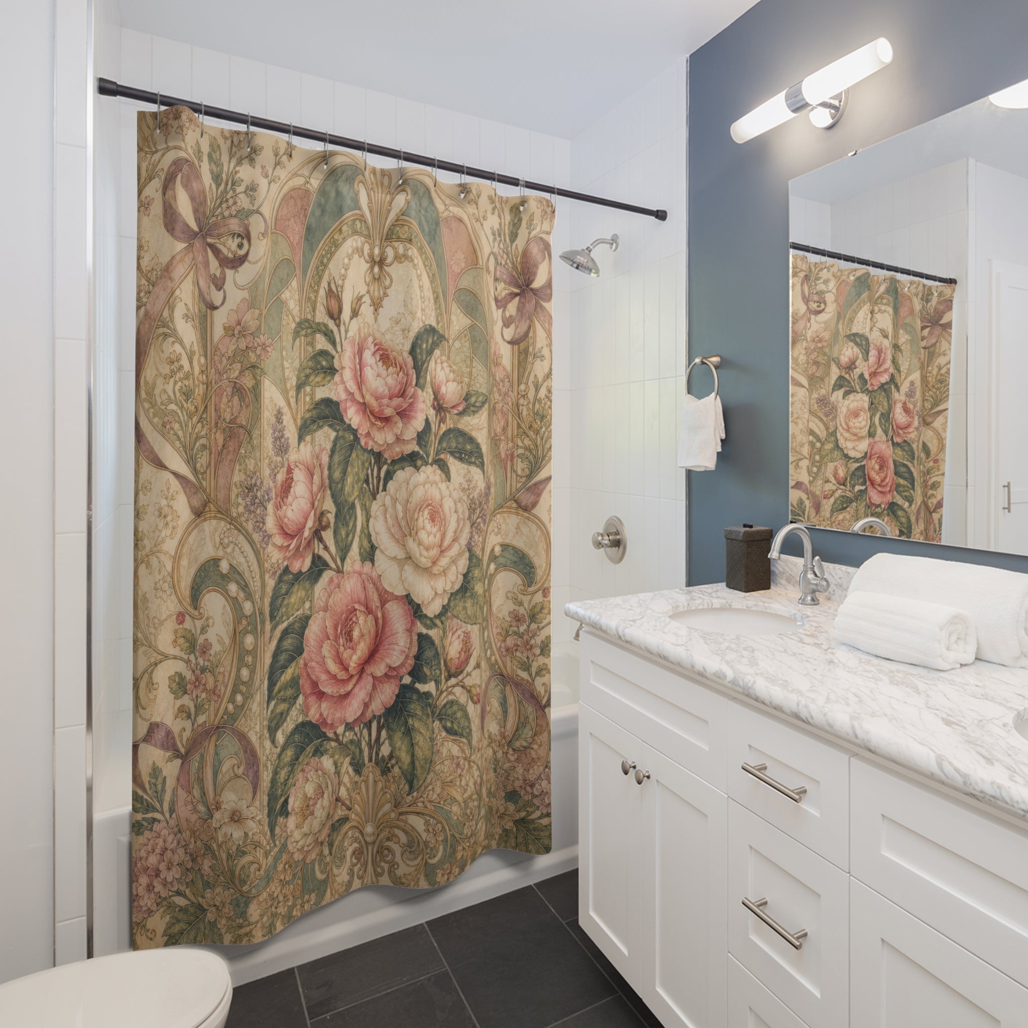 Art Nouveau Vintage Floral Shower Curtain