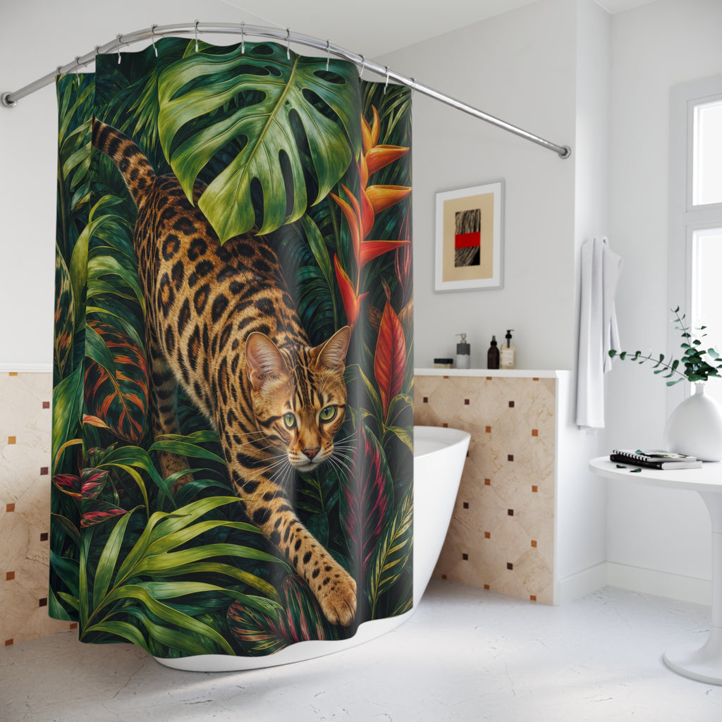 Tropical Bengal Cat Shower Curtain