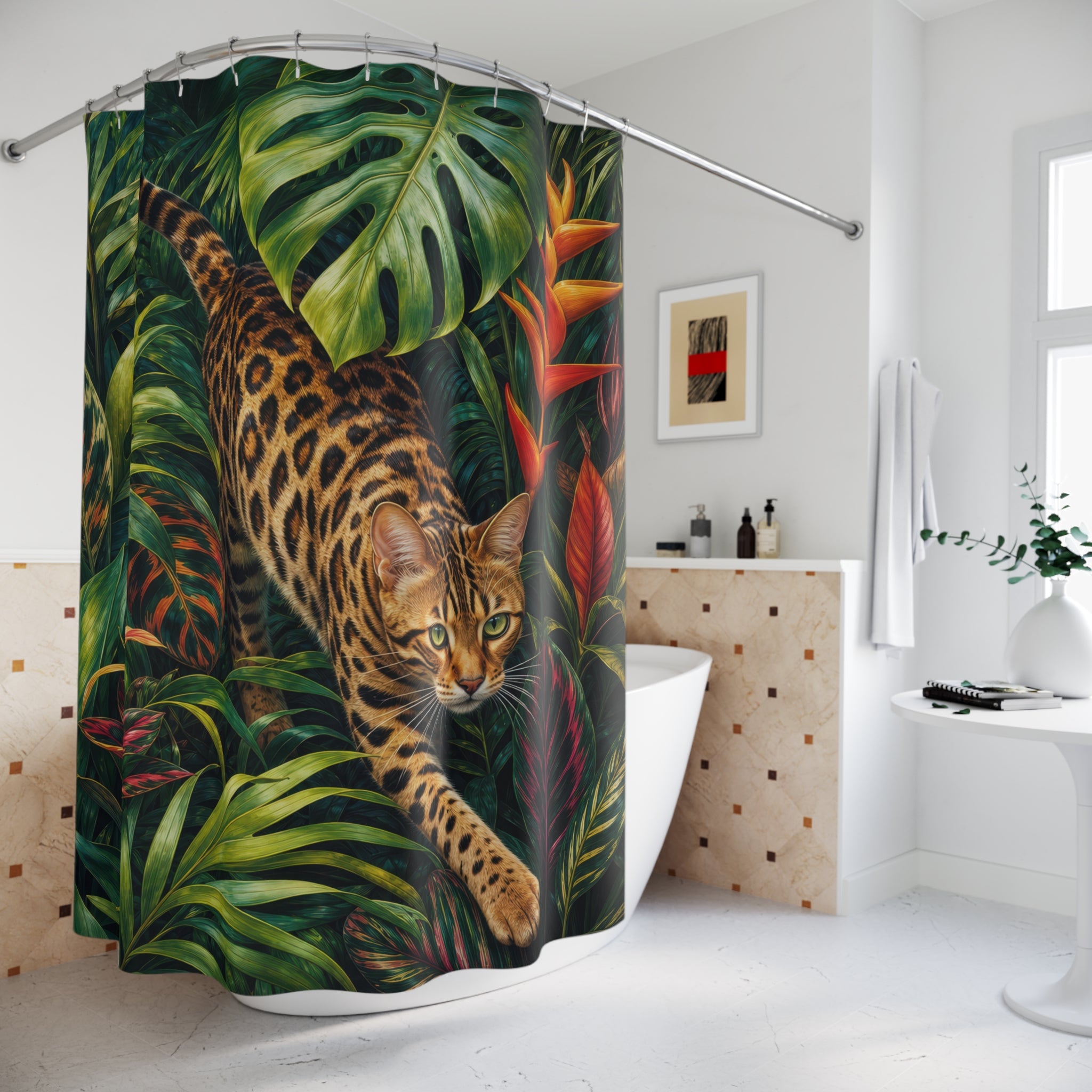 Tropical Bengal Cat Shower Curtain
