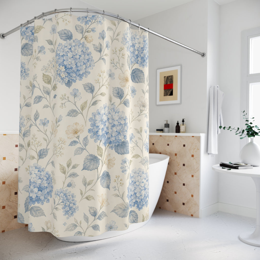 Hydrangea Blue Floral Shower Curtain