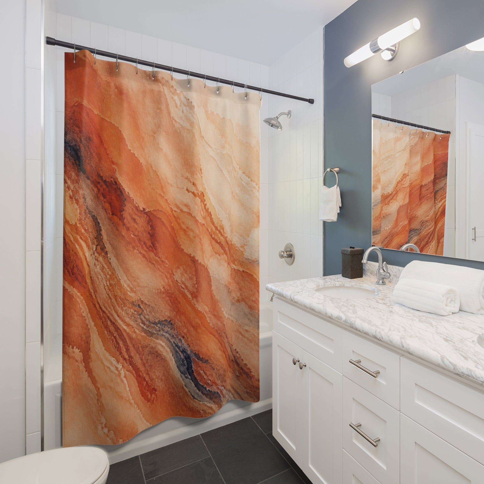 Terracotta Mineral Watercolor Shower Curtain