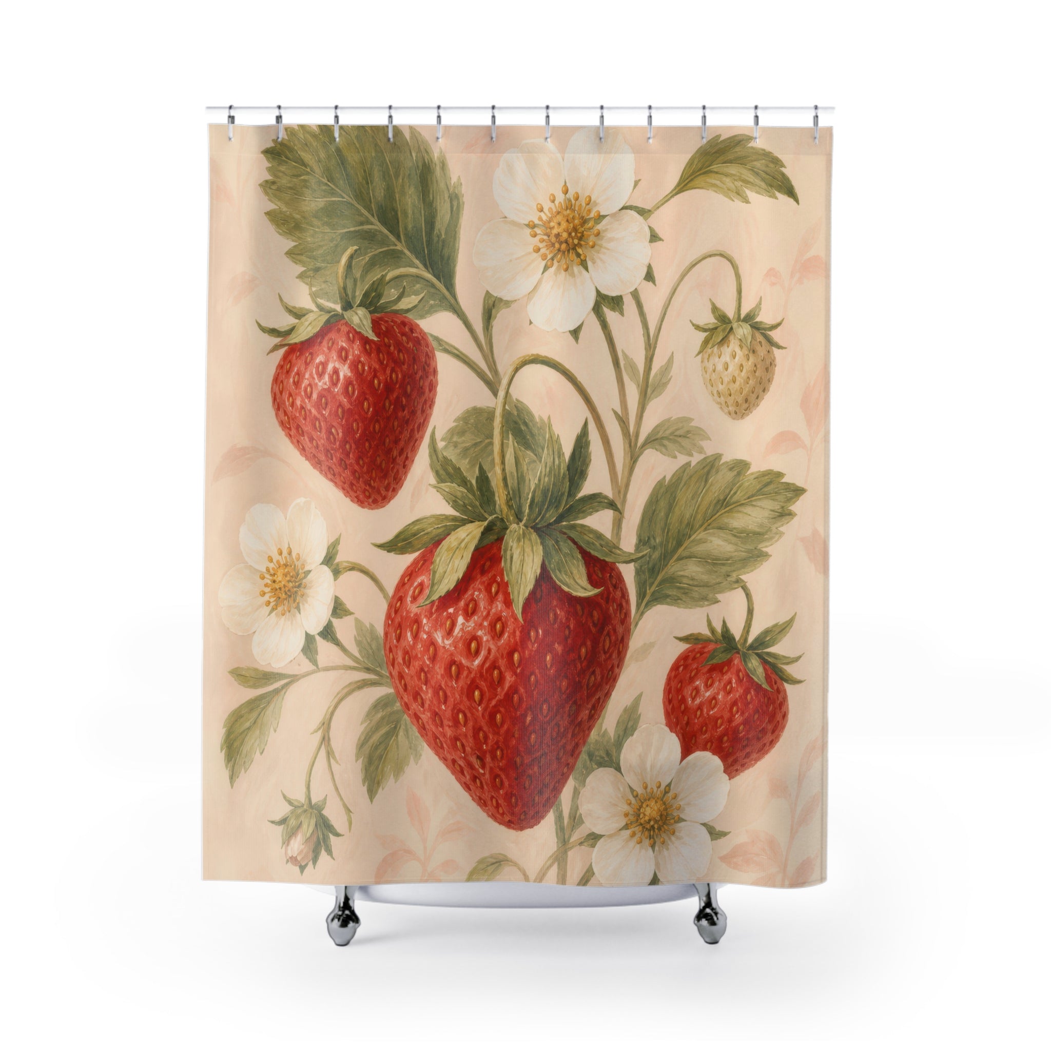 Cottagecore Fruit Floral Strawberry Shower Curtain