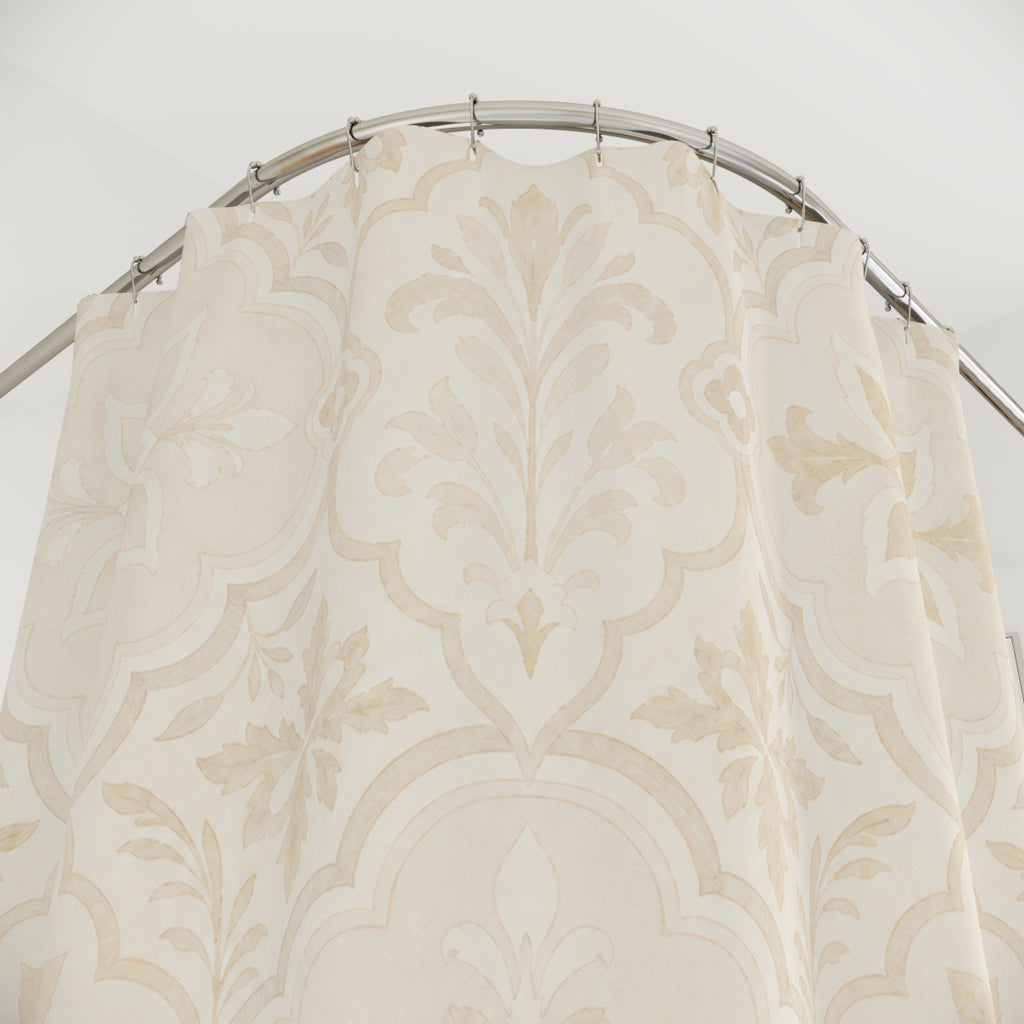 Beige Floral Medallion Shower Curtain