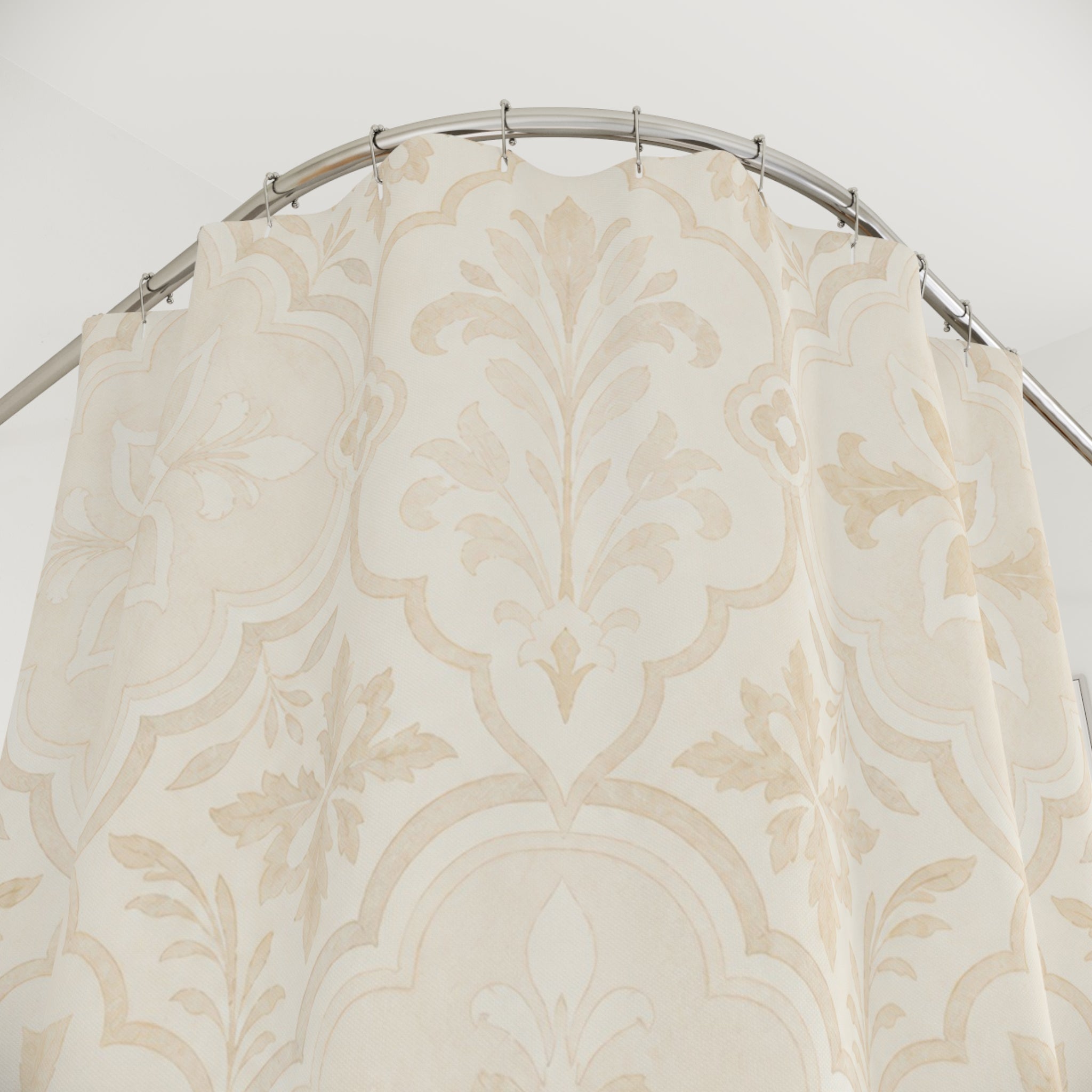 Beige Floral Medallion Shower Curtain