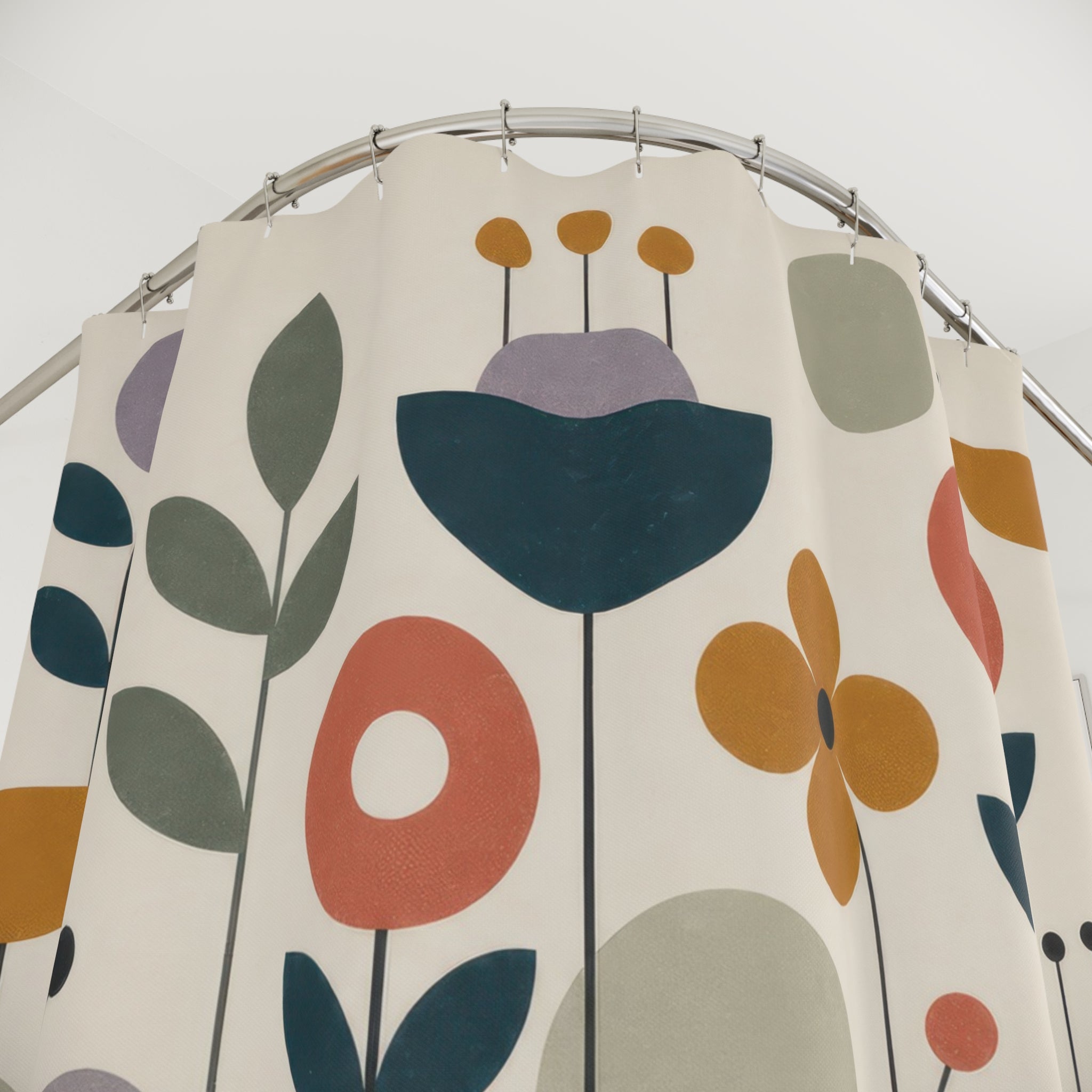 Modern Retro Floral Shower Curtain