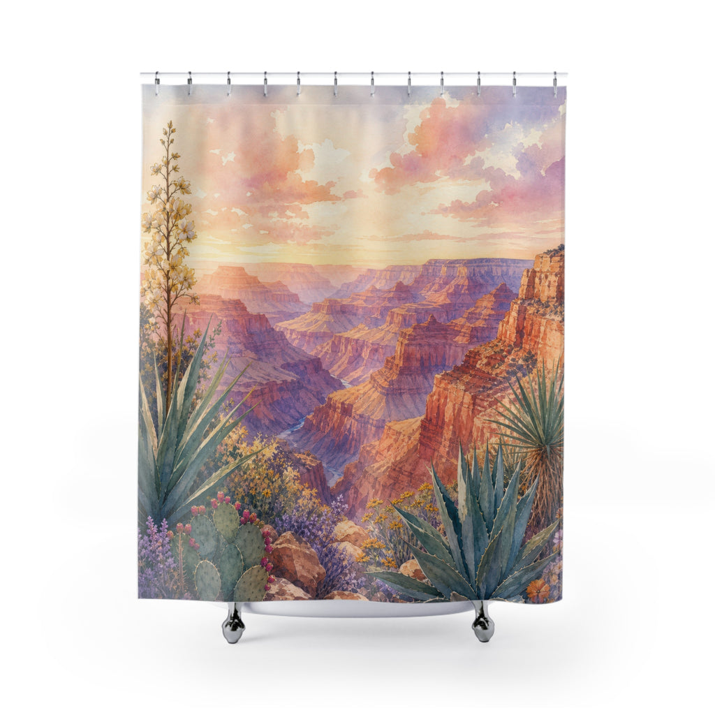 Watercolor Desert Botanical Shower Curtain