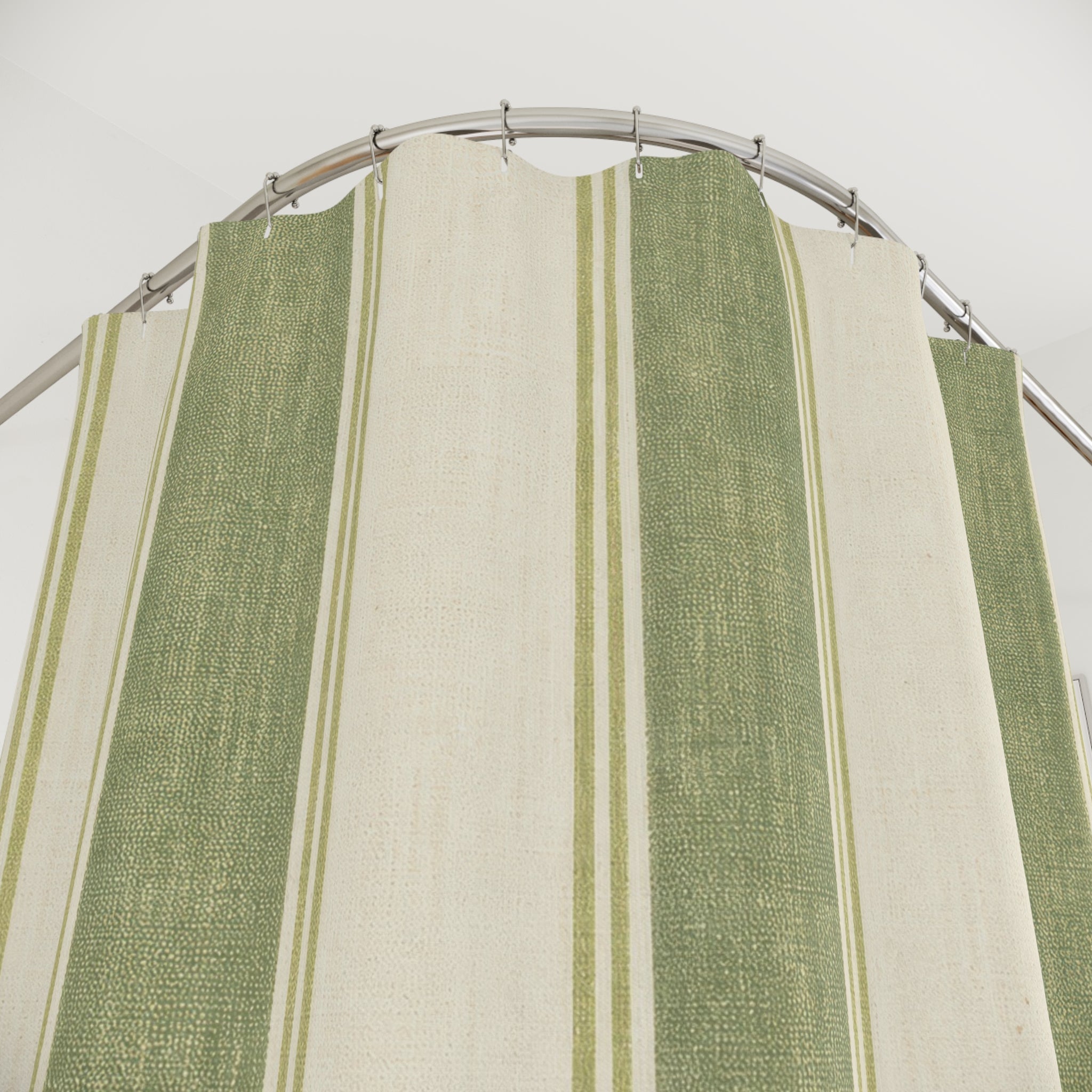 Antique Green Stripe Shower Curtain