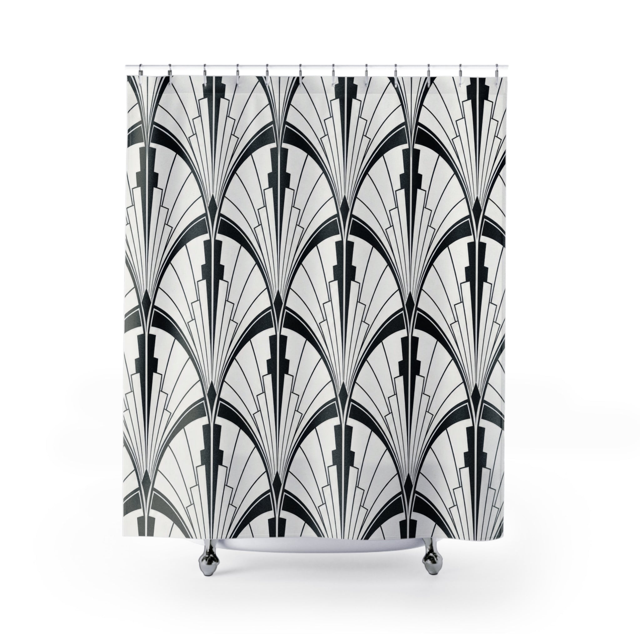 Black White Fan Arch Shower Curtain
