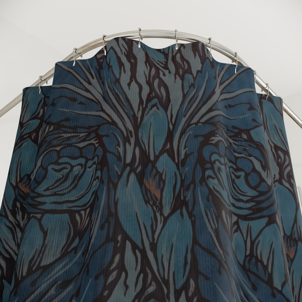 Mackmurdo Swirling Leaf Shower Curtain – Blue Art Nouveau