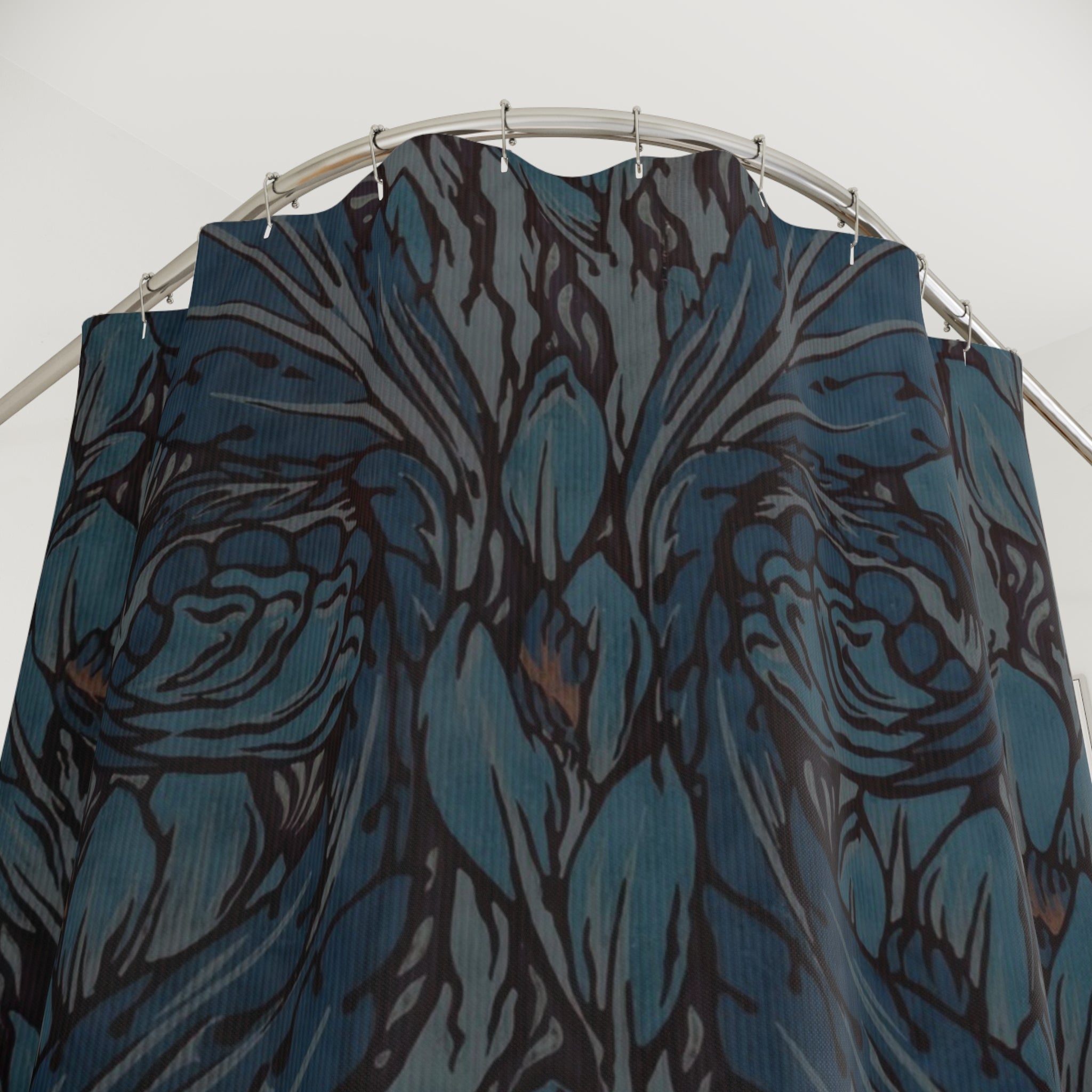 Mackmurdo Swirling Leaf Shower Curtain – Blue Art Nouveau