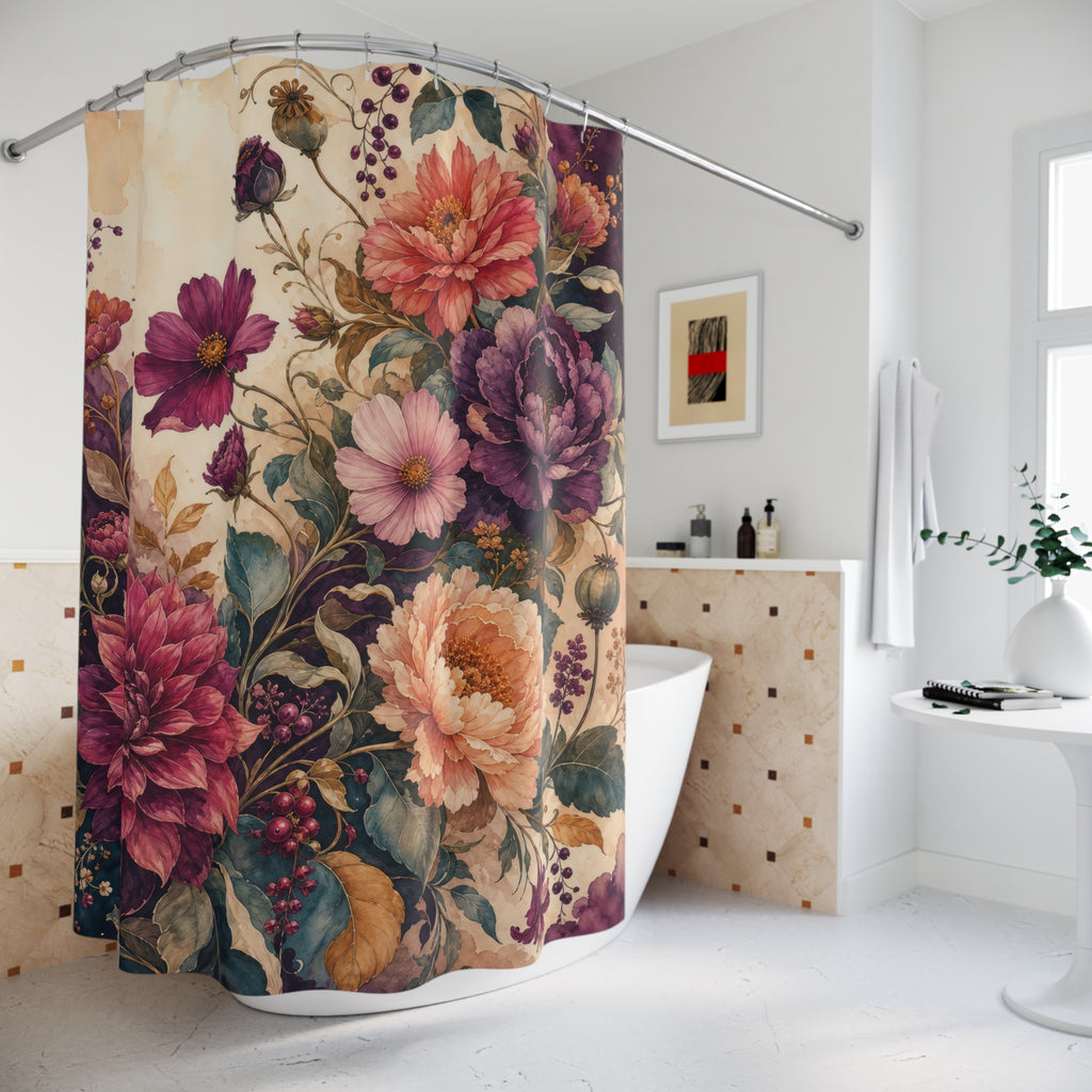 Grand Floral Arabesque Decorative Shower Curtain