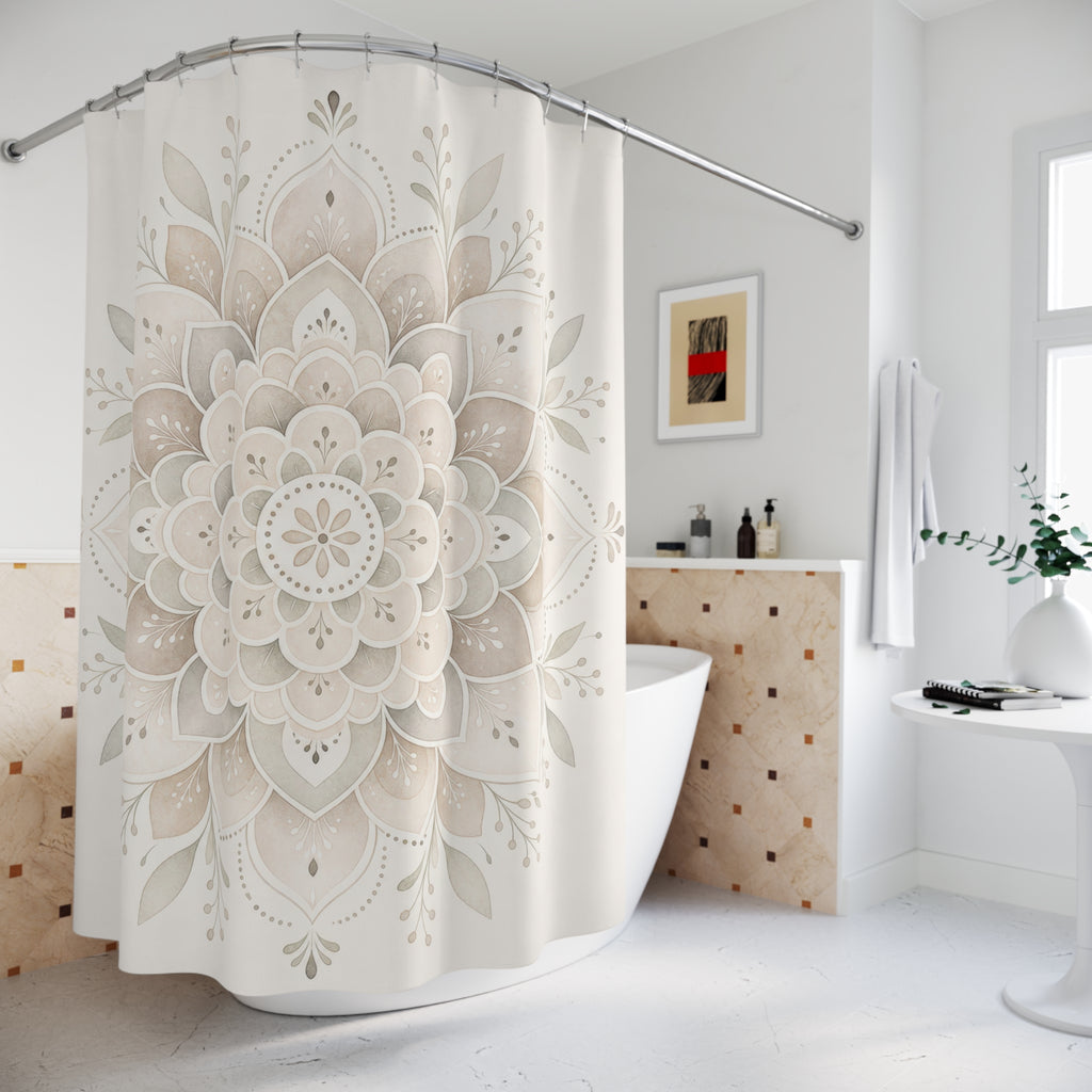 Cream Floral Medallion Shower Curtain