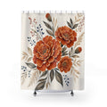 Burnt Orange Floral Shower Curtain