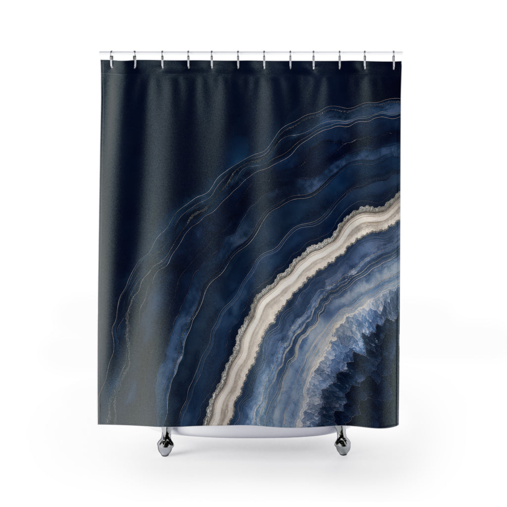 Indigo Geode Navy Shower Curtain