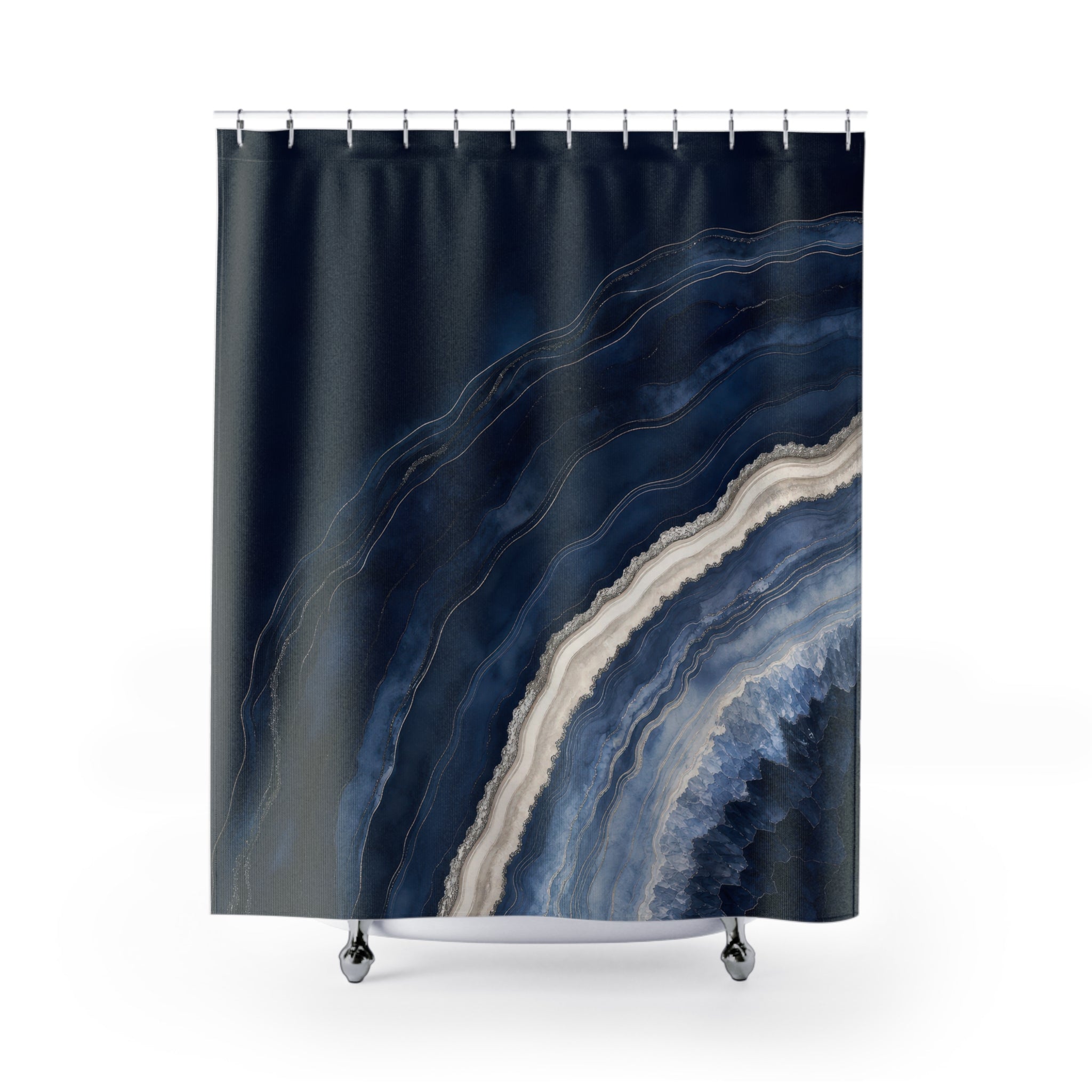 Indigo Geode Navy Shower Curtain