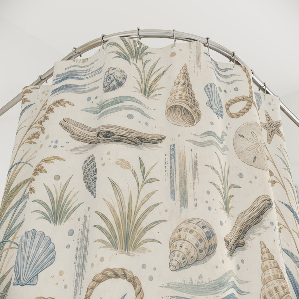 Beach Farmhouse Coastal Shower Curtain