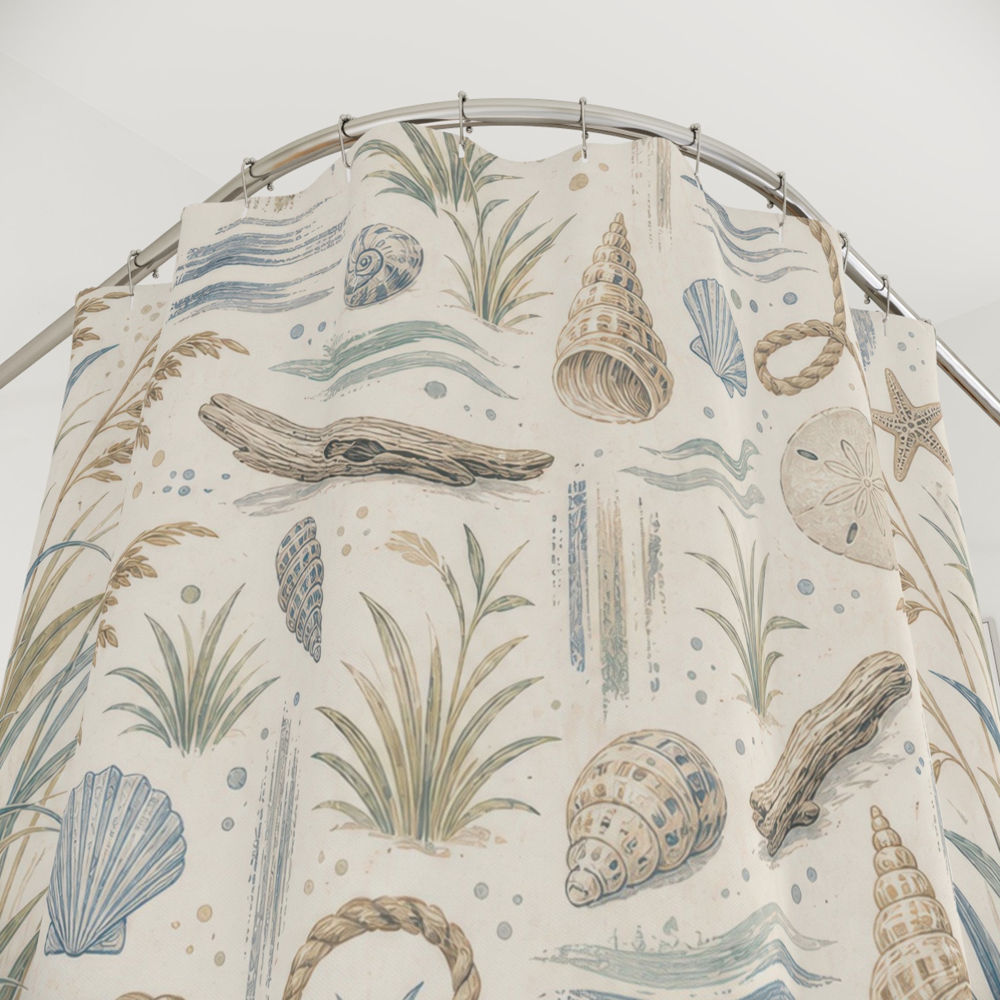 Beach Farmhouse Coastal Shower Curtain