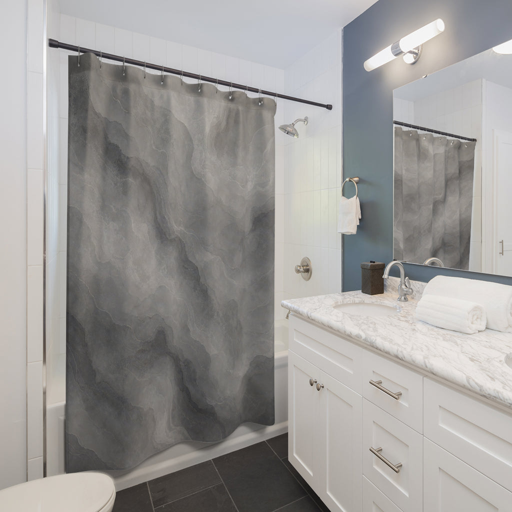 Gray Watercolor Abstract Shower Curtain