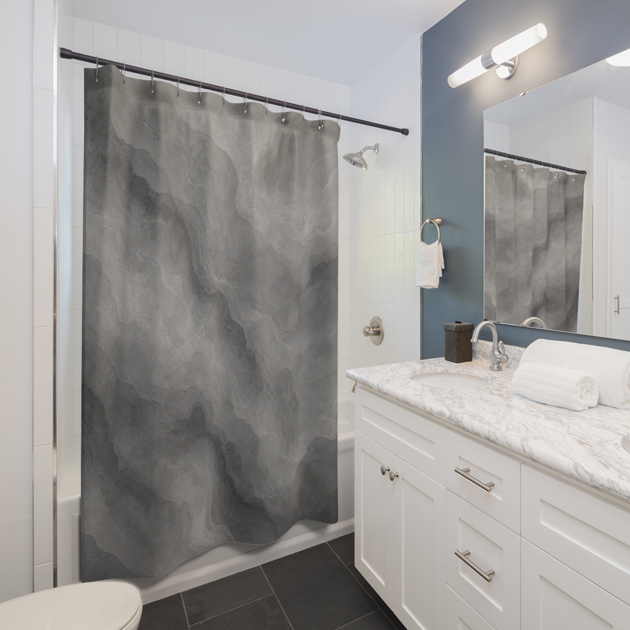 Gray Watercolor Abstract Shower Curtain