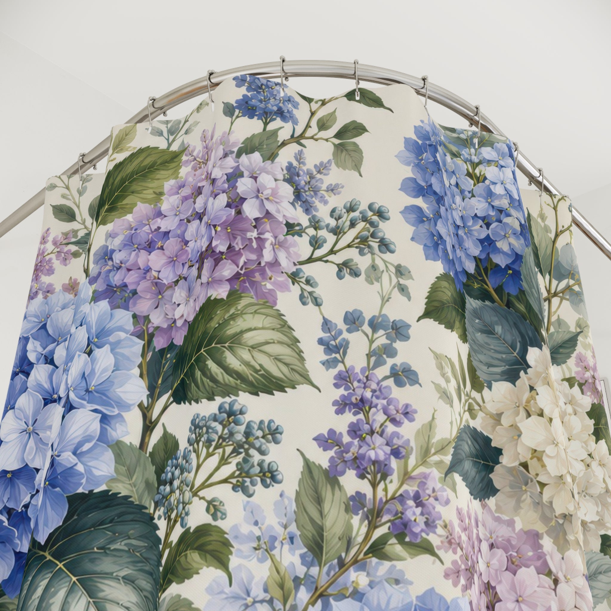 Hydrangea Shower Curtain: Blue Flower Botanical