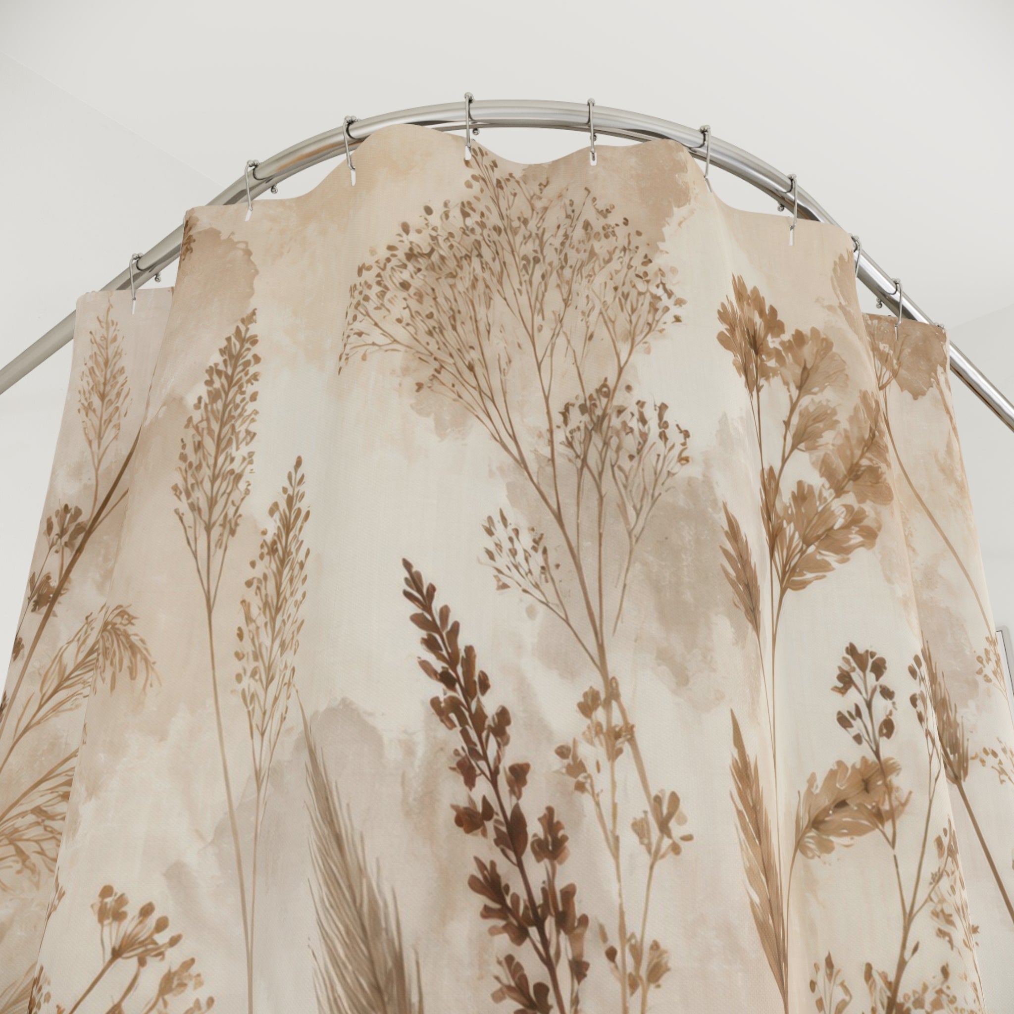 Beige Wheat Botanical Shower Curtain