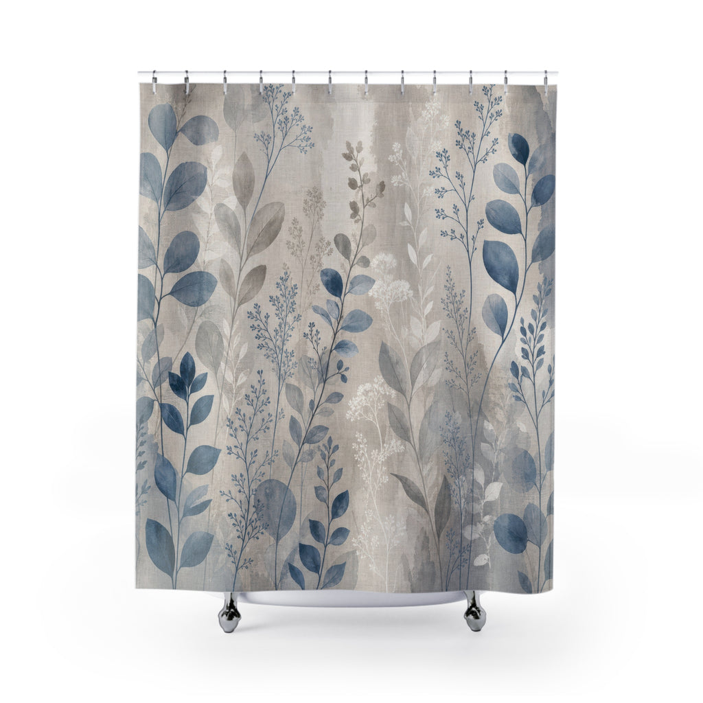 Blue Gray Botanical Shower Curtain