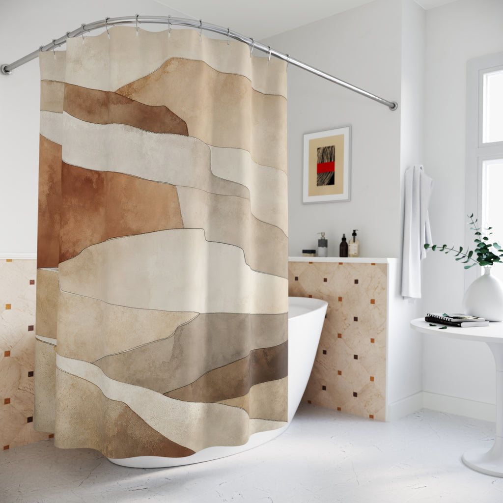 Warm Beige Abstract Landscape Shower Curtain