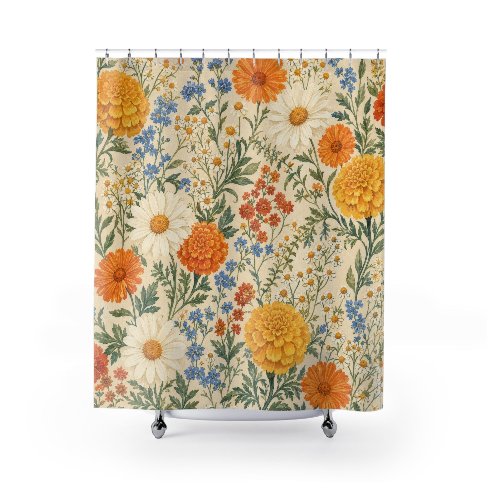 Yellow Marigold Wildflower Shower Curtain
