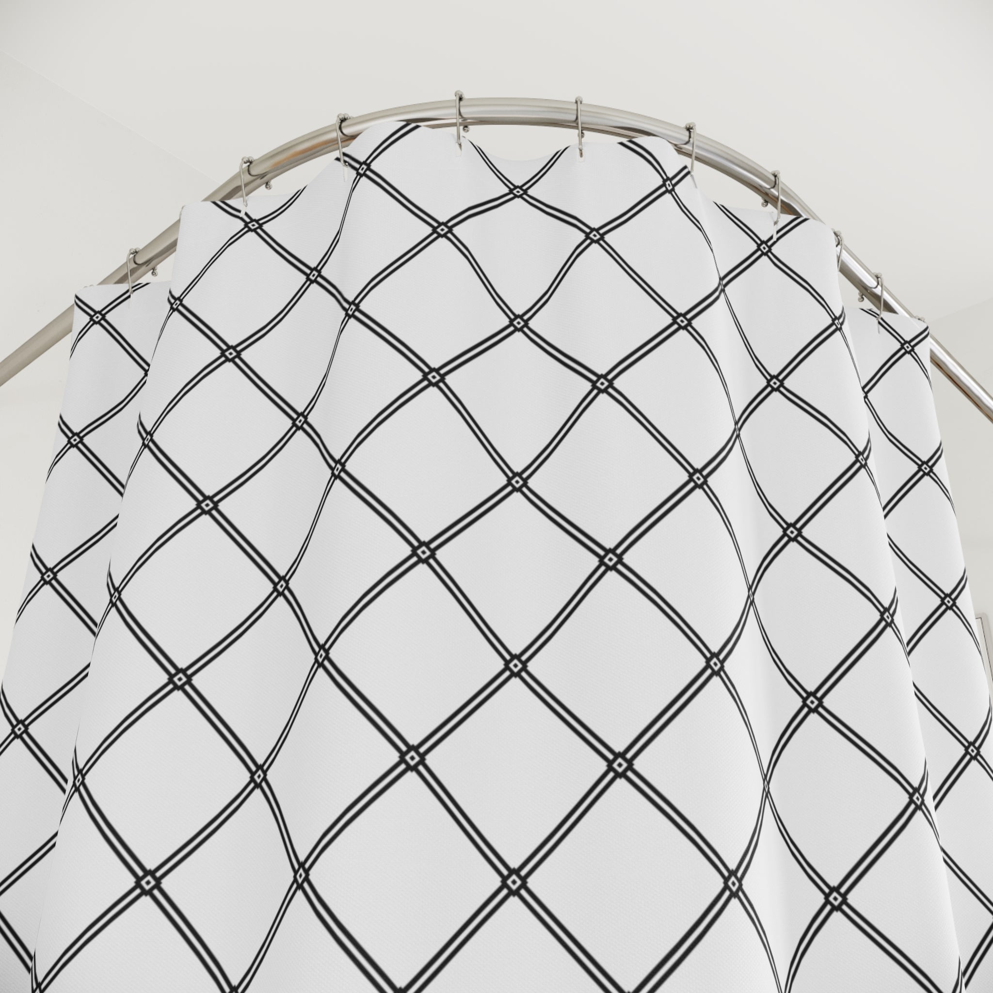 Black and White Diamond Lattice Shower Curtain