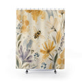 Bee Botanical Yellow Floral Shower Curtain