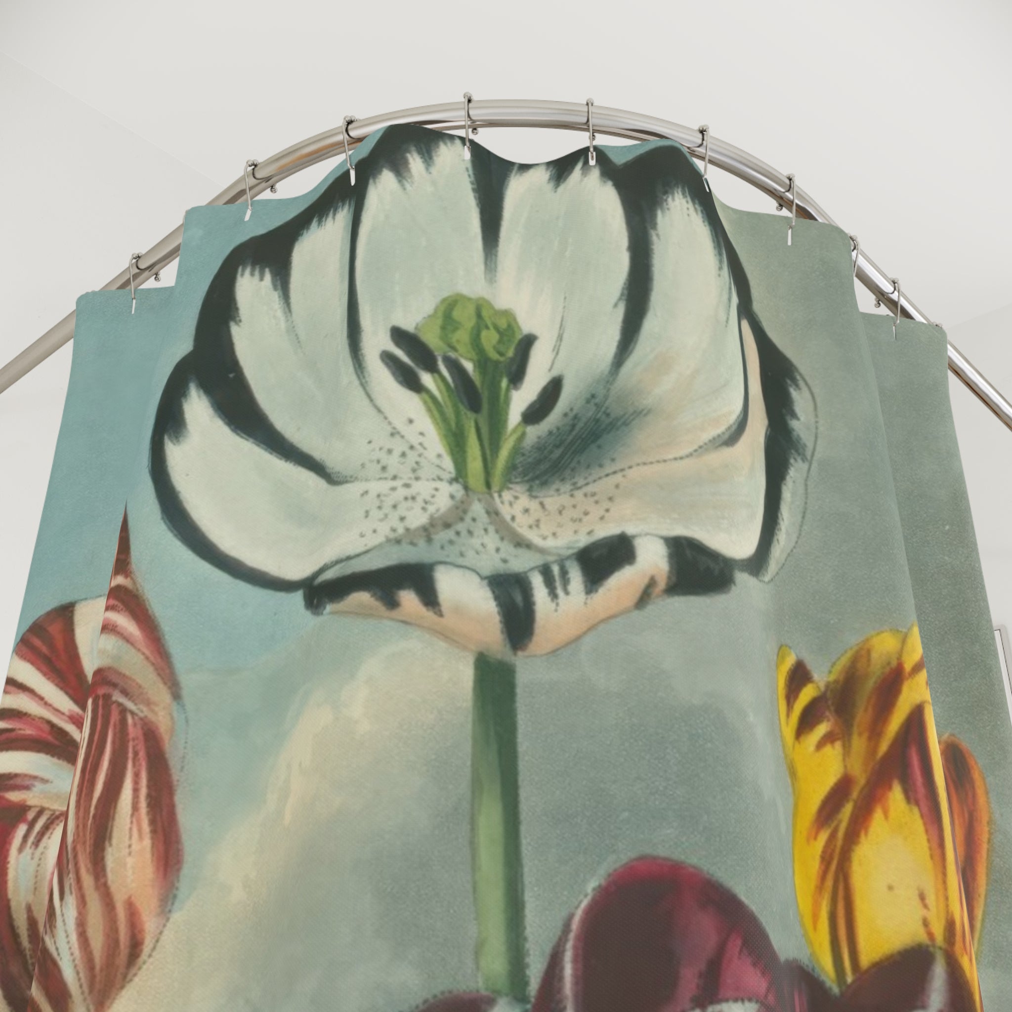 Vintage Tulip Shower Curtain: Botanical Art
