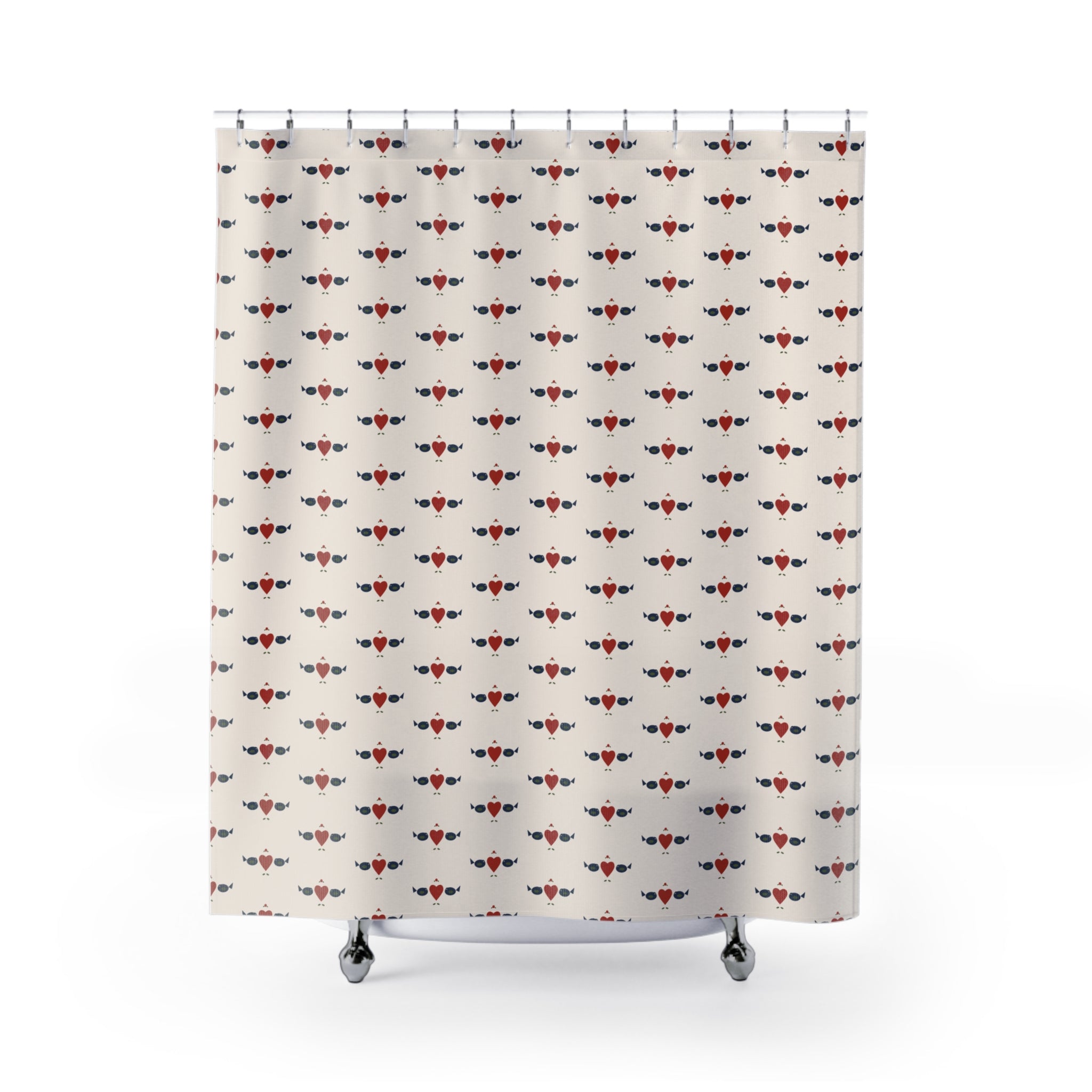 Folk Art Love Birds Shower Curtain – Heart & Floral