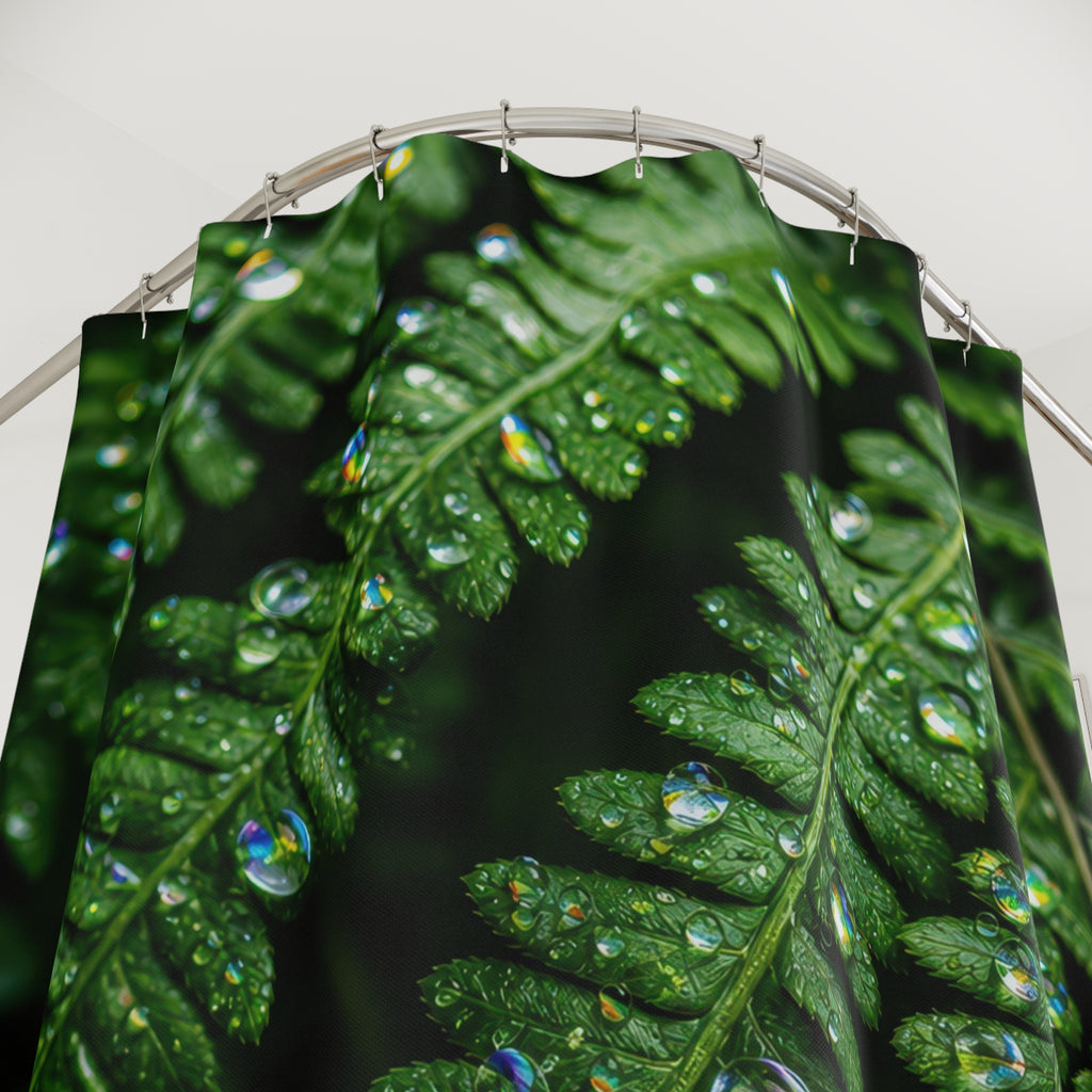 Nature Shower Curtain, Green Fern Bath Decor, Botanical Leaf Pattern, Forest Guest Bathroom Decor, Lush Spa Green Style, Forest Style