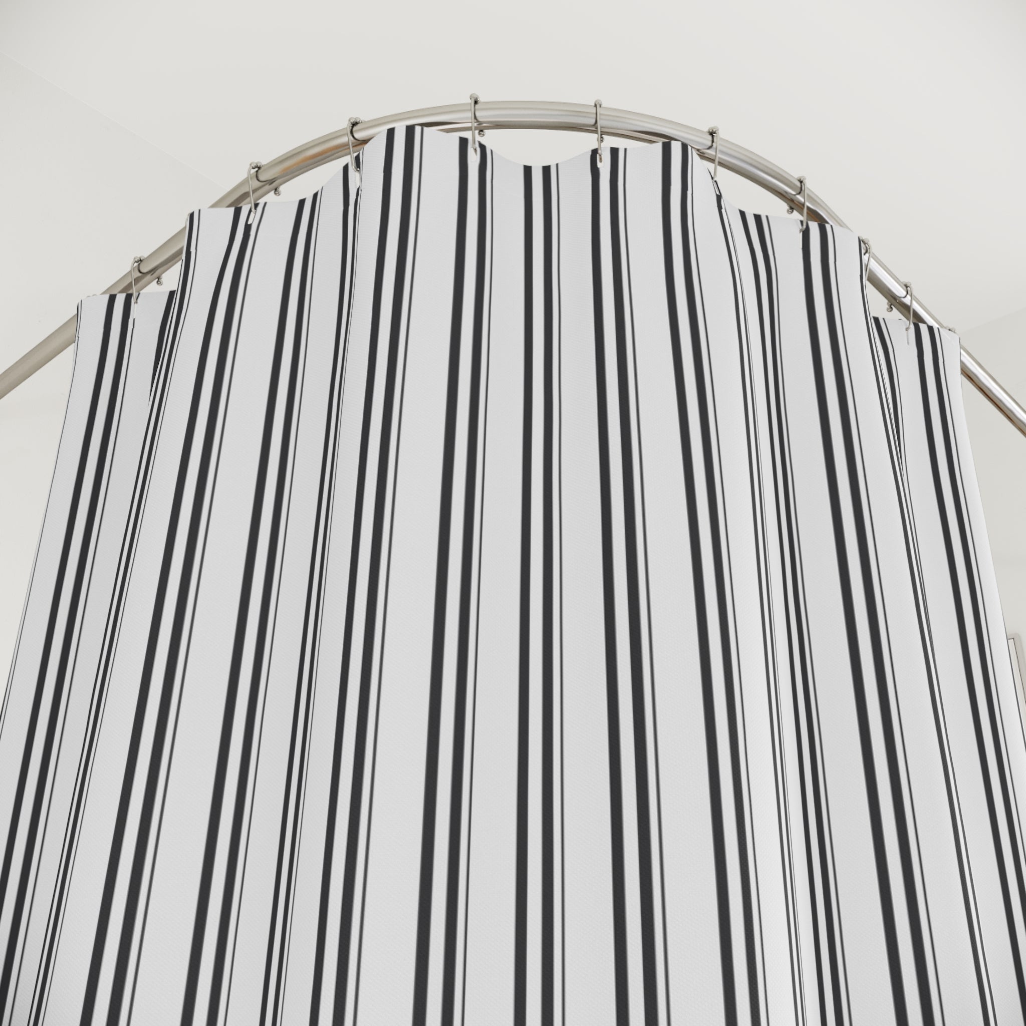 Charcoal and White Stripe Shower Curtain