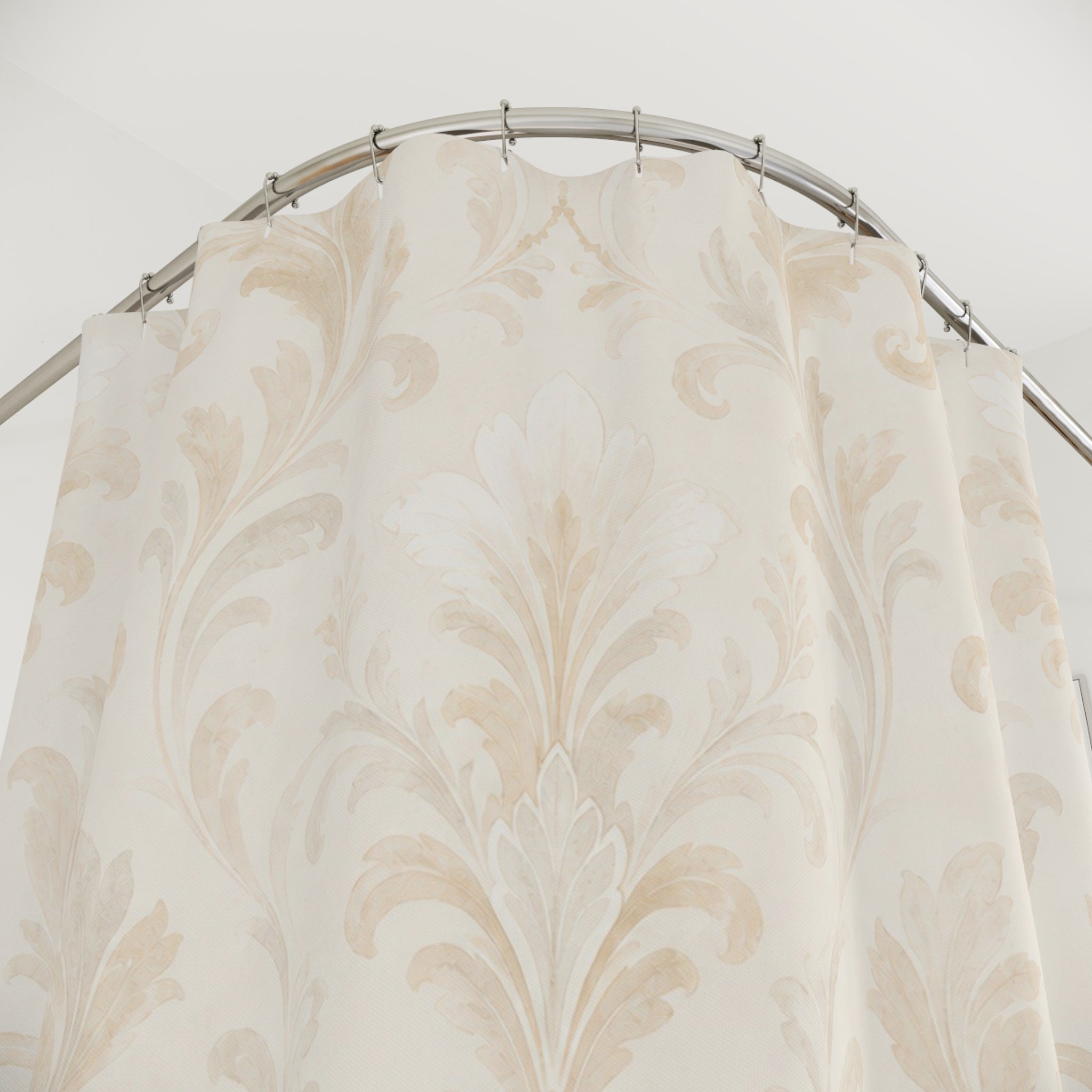 Cream Botanical Scroll Shower Curtain