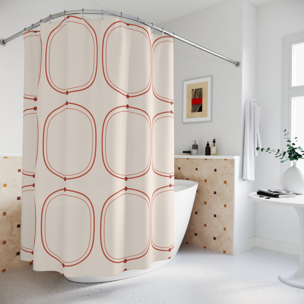 Coral and Beige Moroccan Ogee Shower Curtain